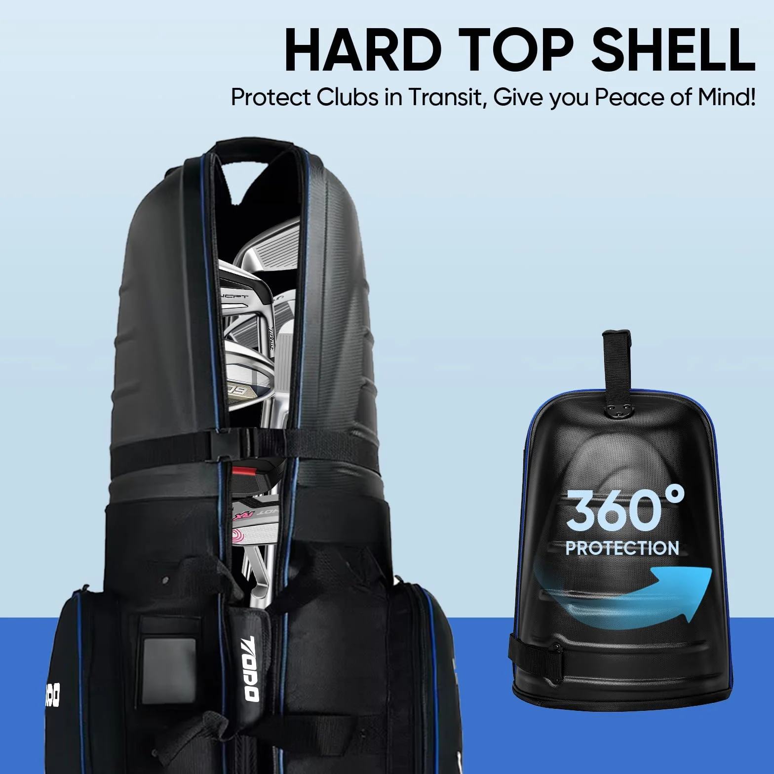 Borsa da Viaggio da Golf con Guscio Rigido ABS, 1680D Oxford Impermeabile, Resistente e Leggero