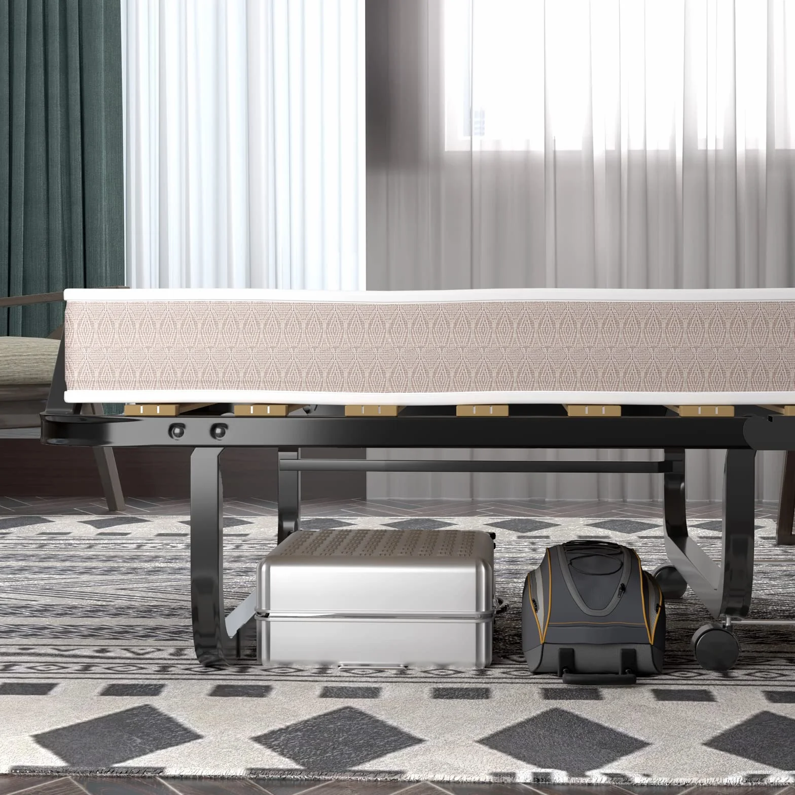 GIANTEX Letto Singolo Pieghevole 90 x 200 cm Portata 120 kg con Ruote Materasso 10 cm
