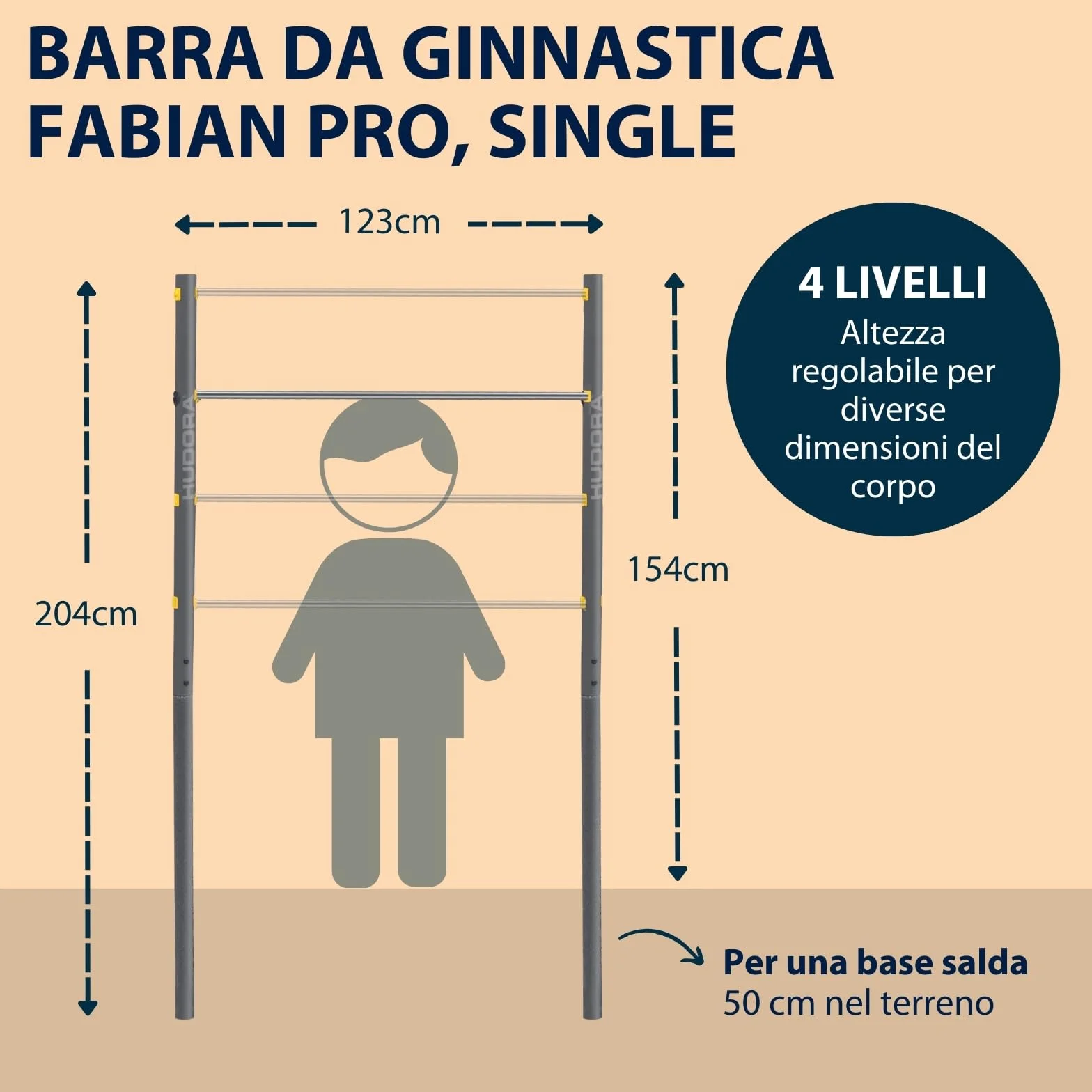 HUDORA Sbarra per trazioni Fabian Standard/Pro regolabile 4 altezze 100kg