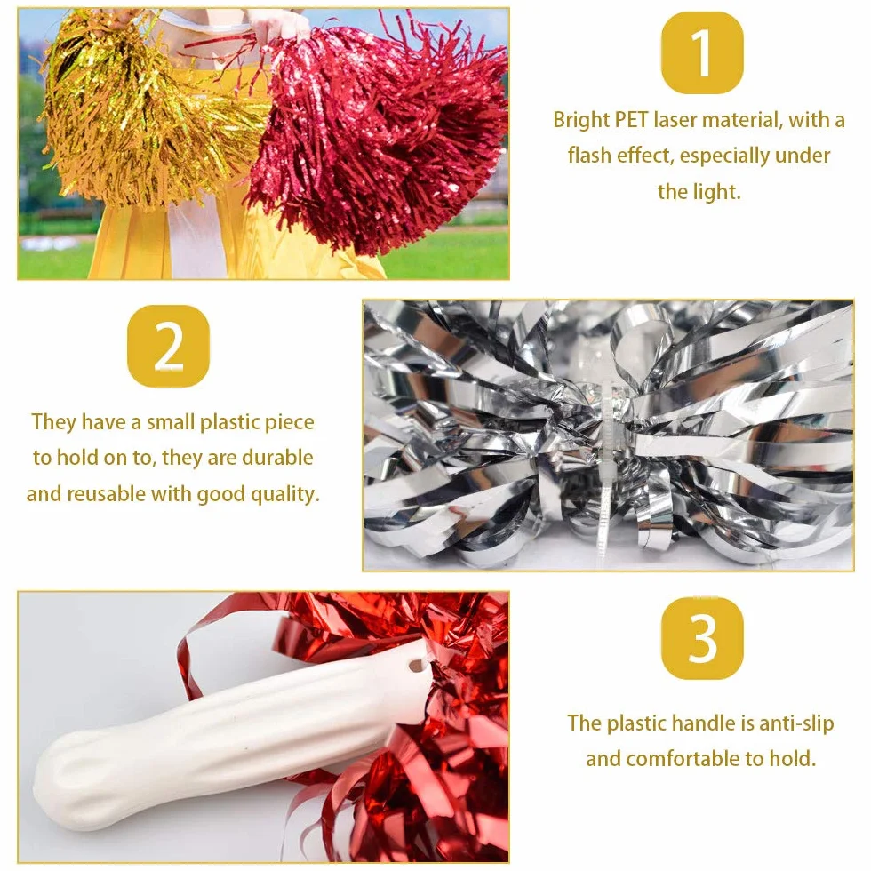 Cheerleading Pom Poms 12 Pz Plastica Cheerleader Anello Pom Pom Mano Fiori per Eventi Sportivi