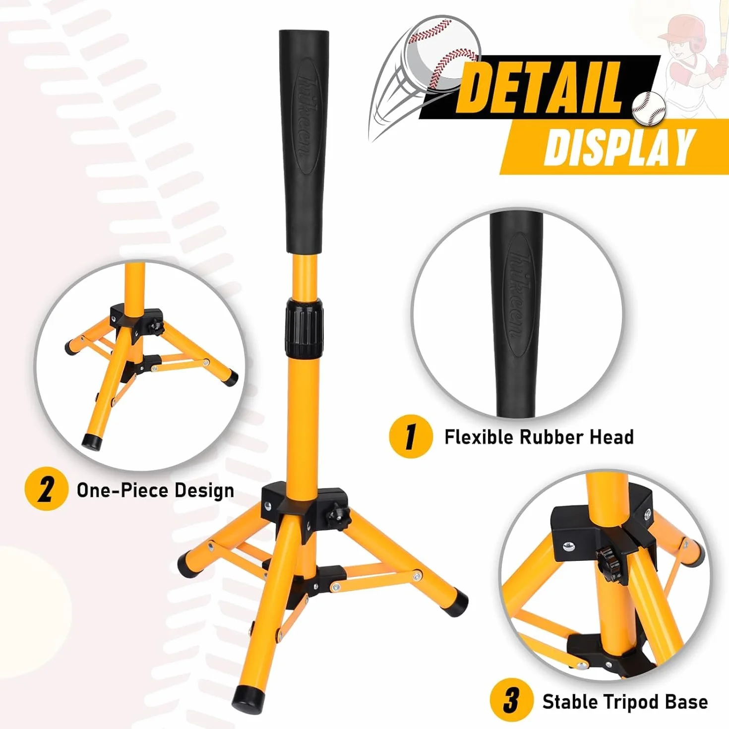 Hikeen Maglietta da Baseball per Bambini, Maglietta da Baseball, Maglietta da Allenamento per Softball e Baseball, Portatile, Altezza Facilmente Regolabile