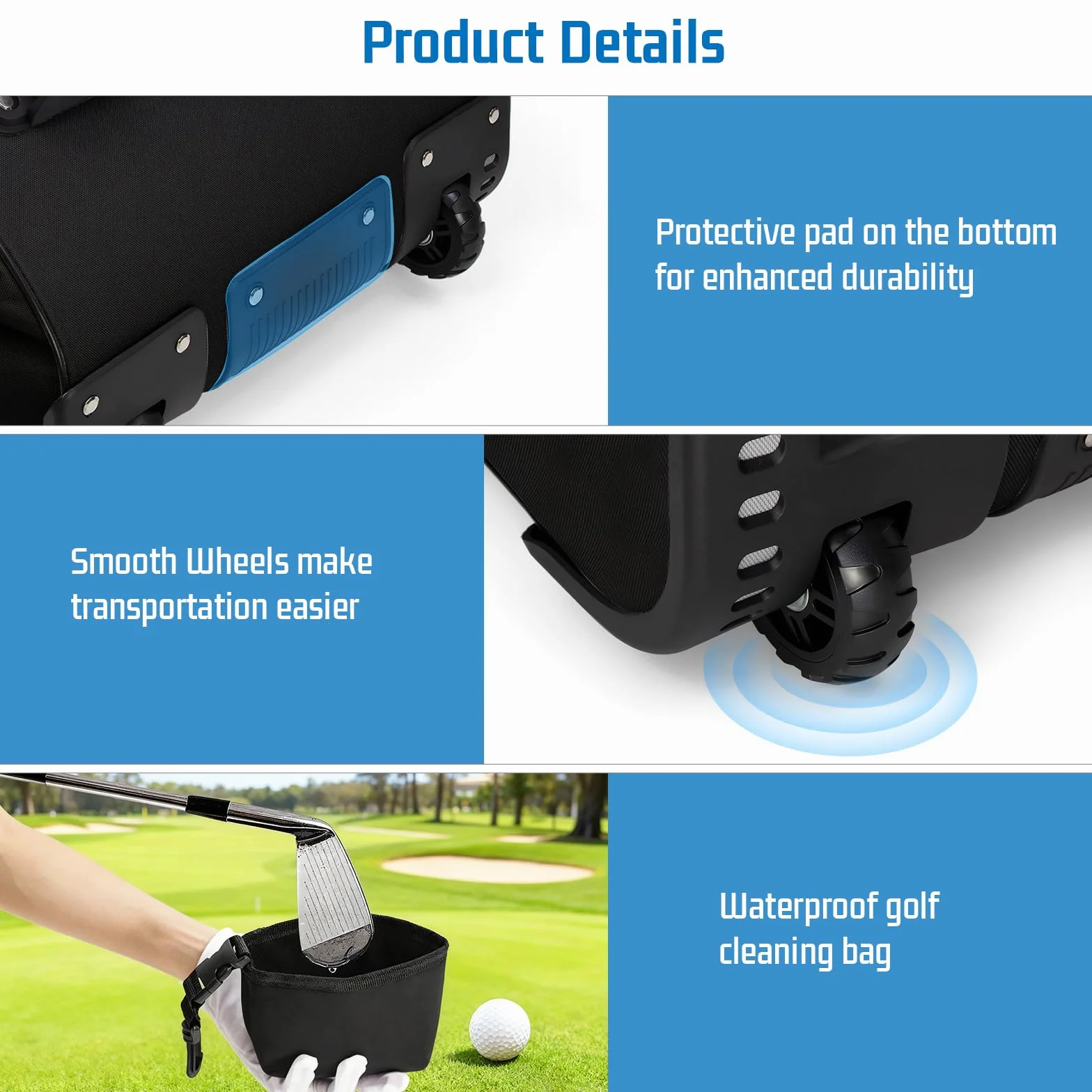 Valigia da Golf in Tessuto Oxford 900D Impermeabile Custodia da Viaggio con Ruote