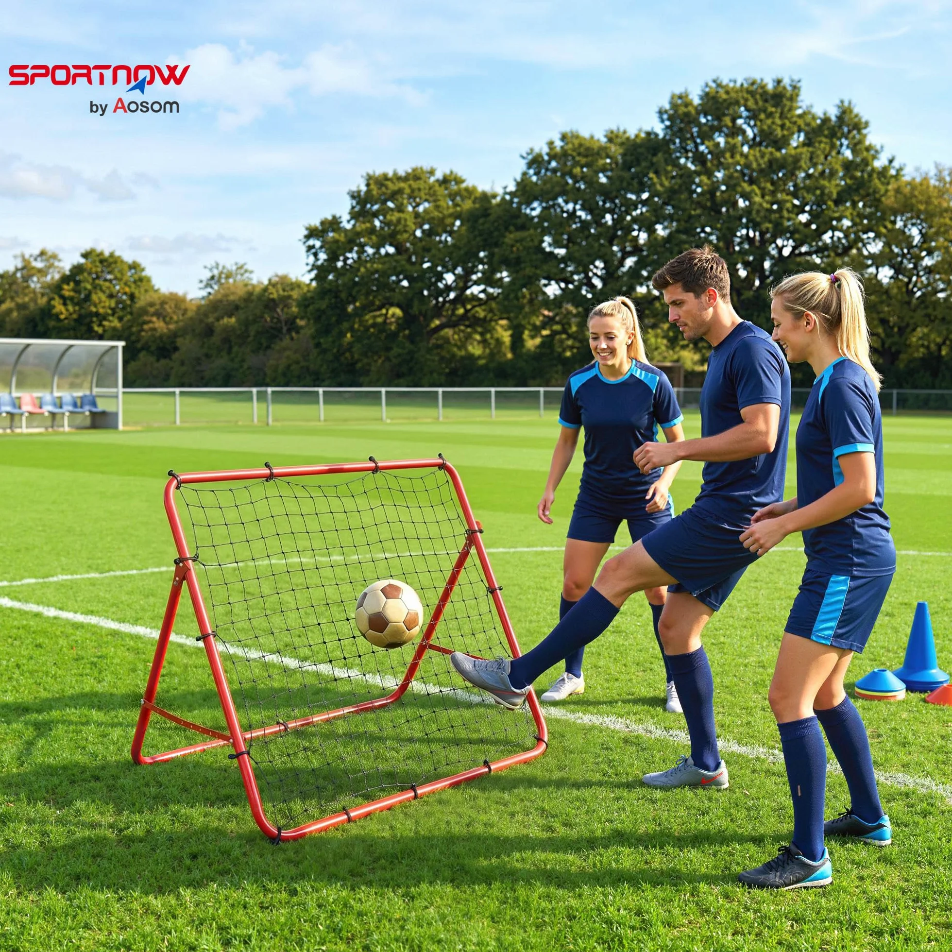 SPORTNOW Rete Rebounder Calcio Regolabile 5 Angolazioni Allenamento Portatile Giardino