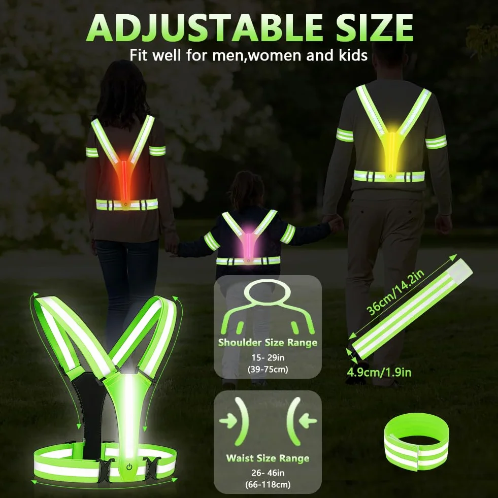 LED Gilet Catarifrangente Ricaricabile USB per Running Ciclismo Jogging Notturni