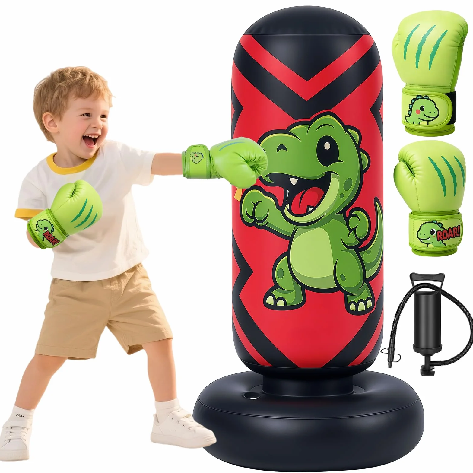 Qoosea Sacco da Boxe per Bambini, 130CM Stabile Pungiball Gonfiabile Karate