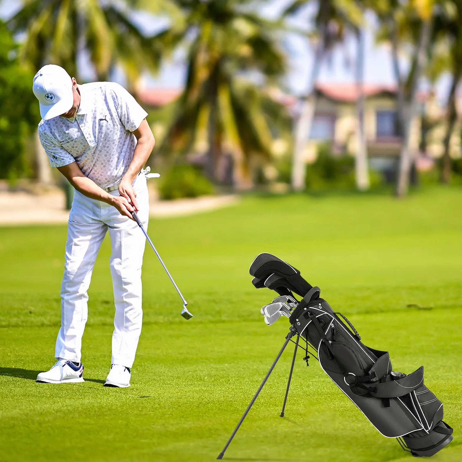 LIFEZEAL Borsa da golf 4 divisori spallacci regolabili leggera