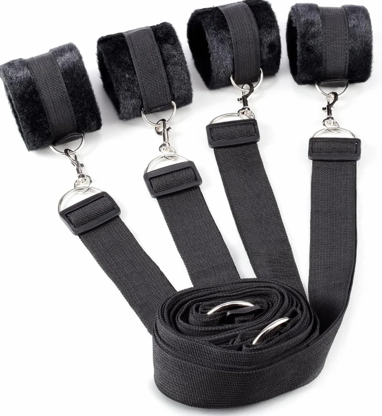 Ancoraggio del Letto con Cintura in Nylon Nero per Legare Mani e Piedi
