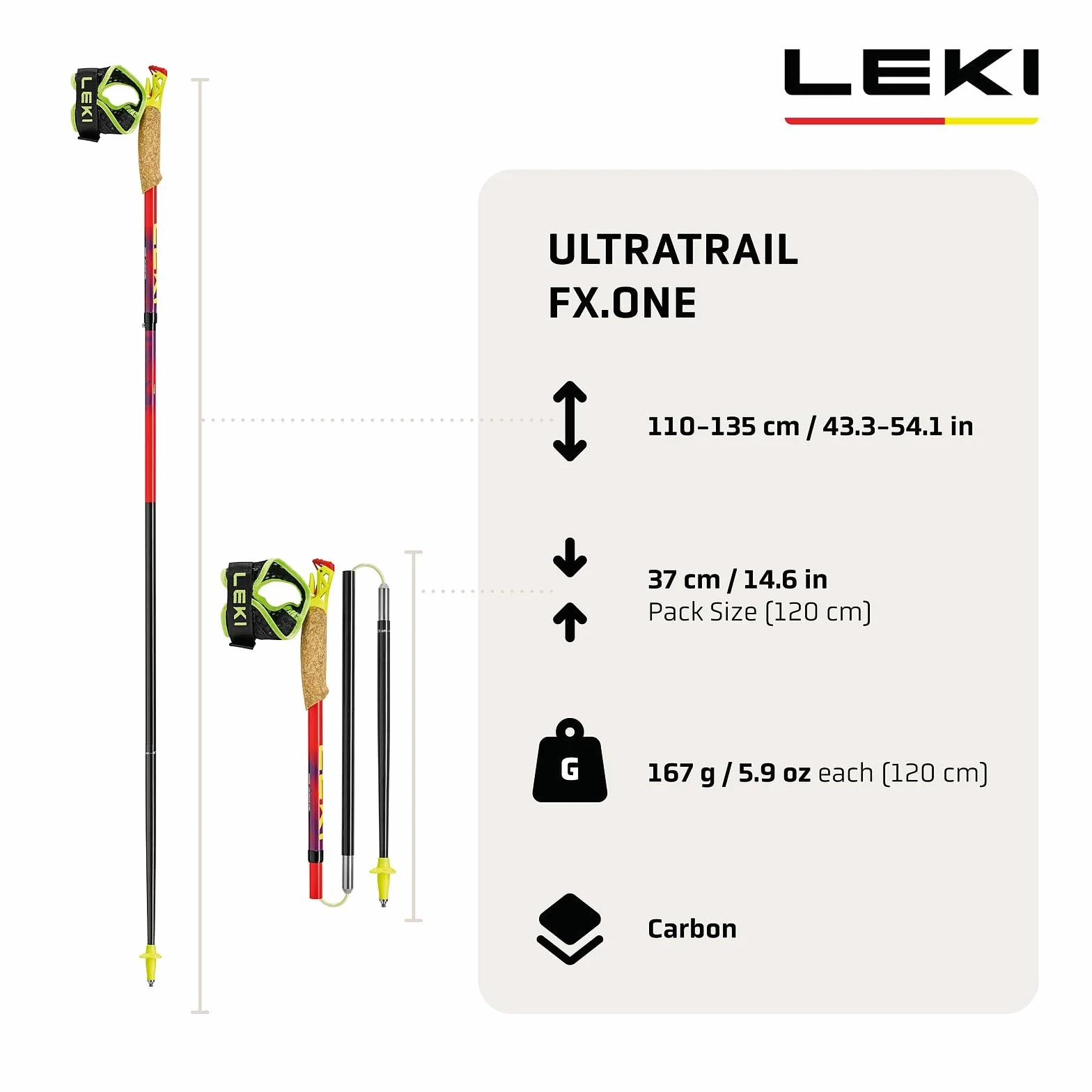 LEKI Ultratrail FX.One Bastoni da trail running pieghevoli carbonio ultraleggeri