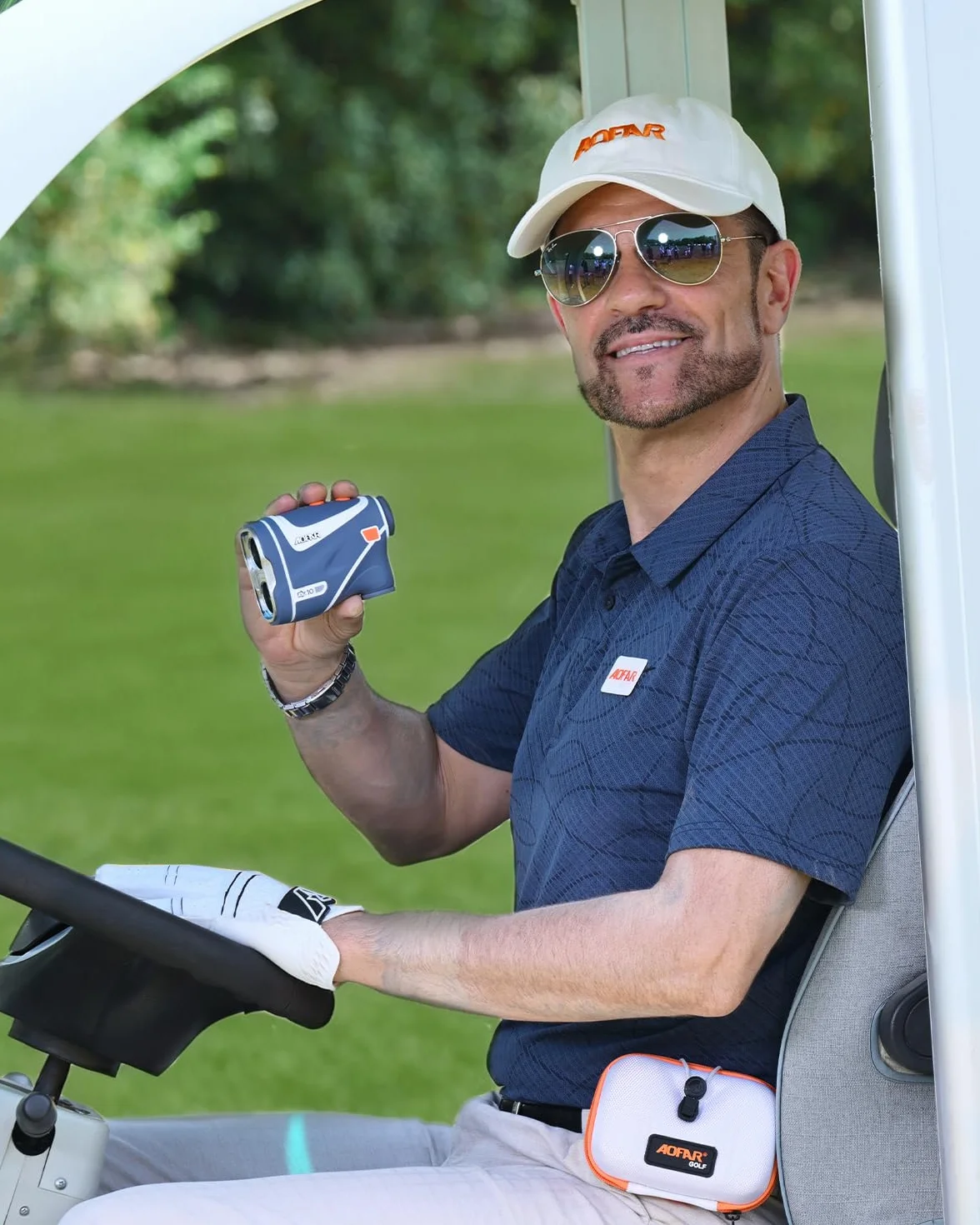 AOFAR GX10 Telemetro da golf 1200Y con funzione di regolazione automatica del display a colori rossi, funzione magnetica, inclinazione on/off con spia, modalità scansione, Blocco della bandiera