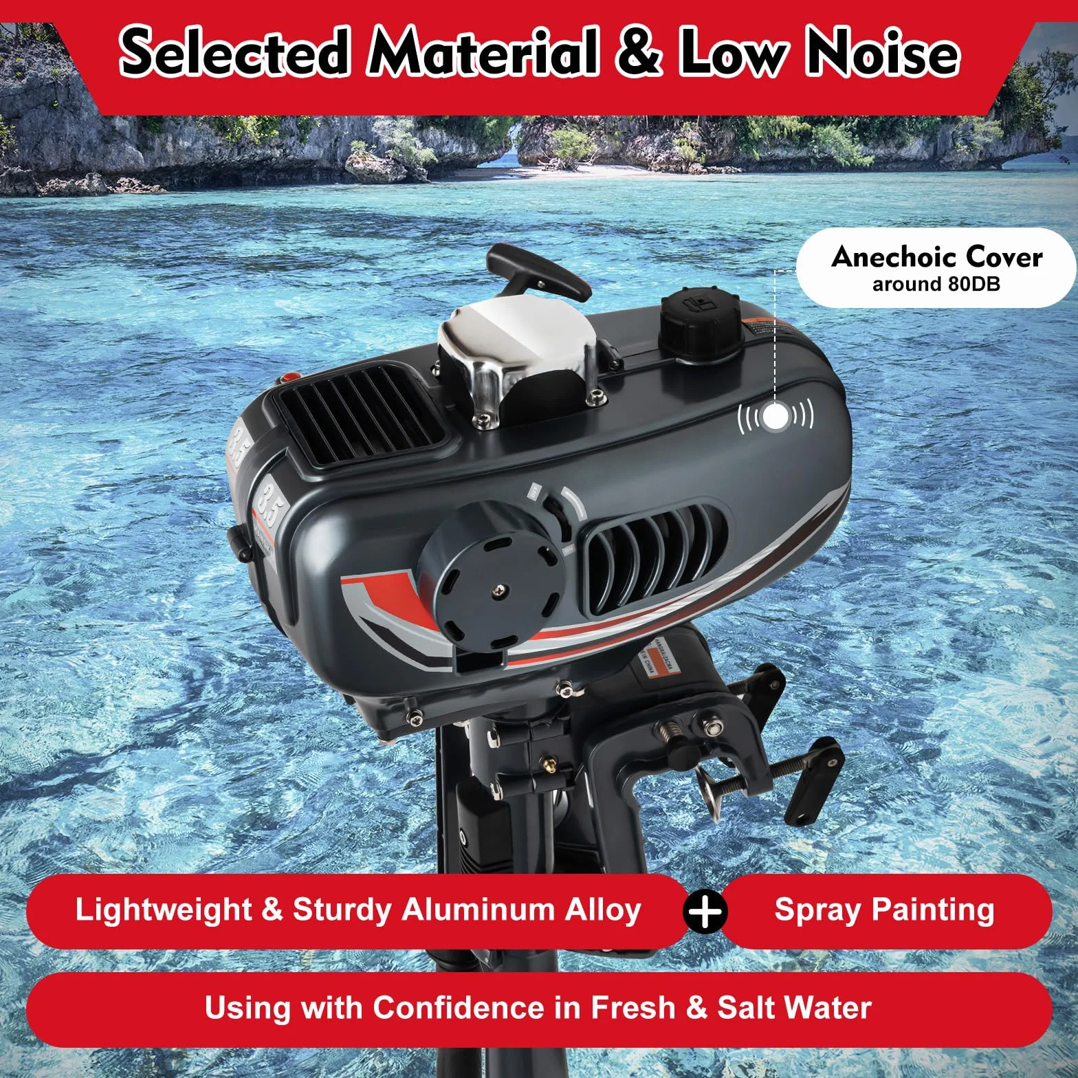 Motore fuoribordo 2T 2,5 kW 3,5 CV 5000 giri/min per gommoni pesca barche a vela