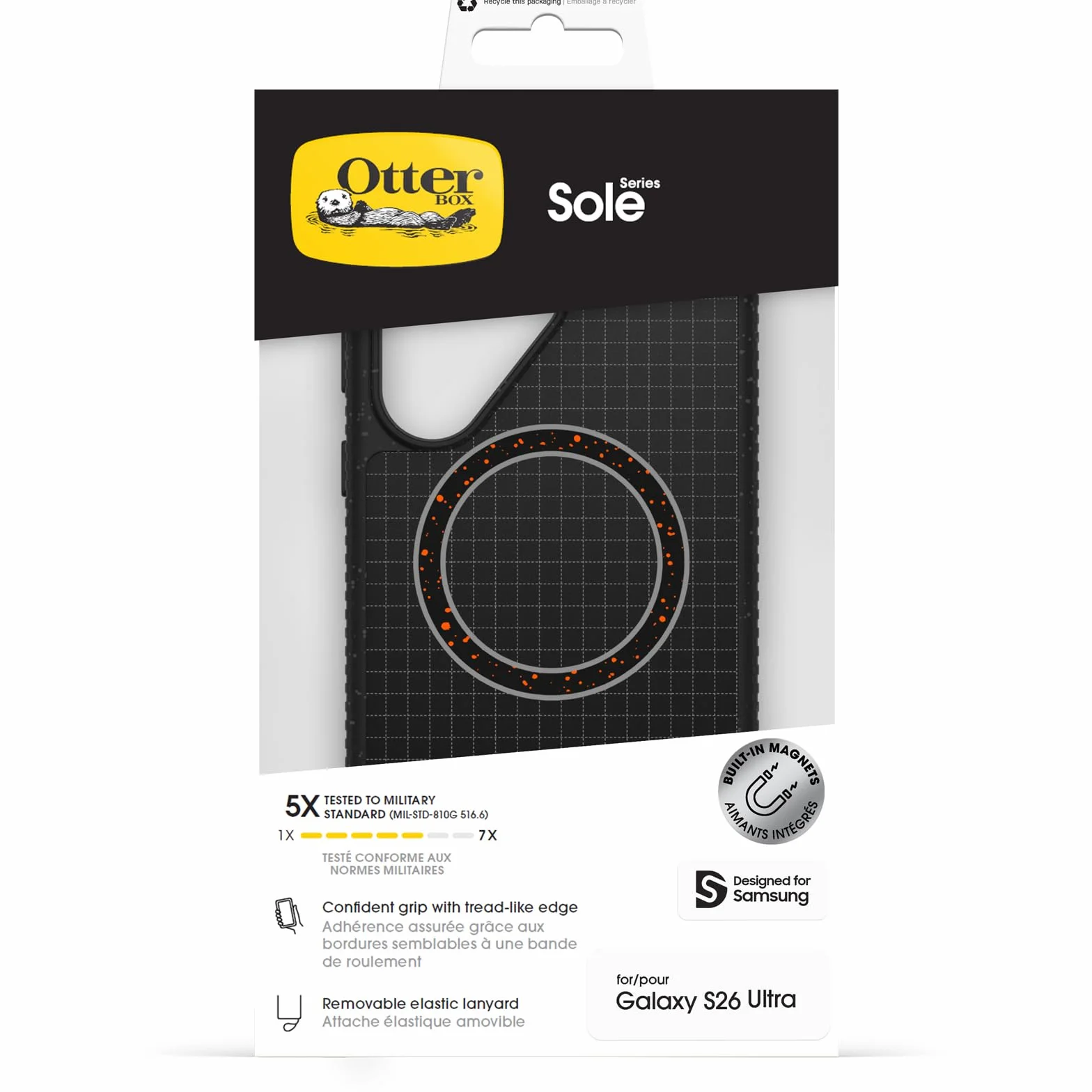 OtterBox Cover Sole Series con Magneti per Samsung Galaxy S26 Ultra, Resistente Shock Cadute, MIL-STD 810G, Nero
