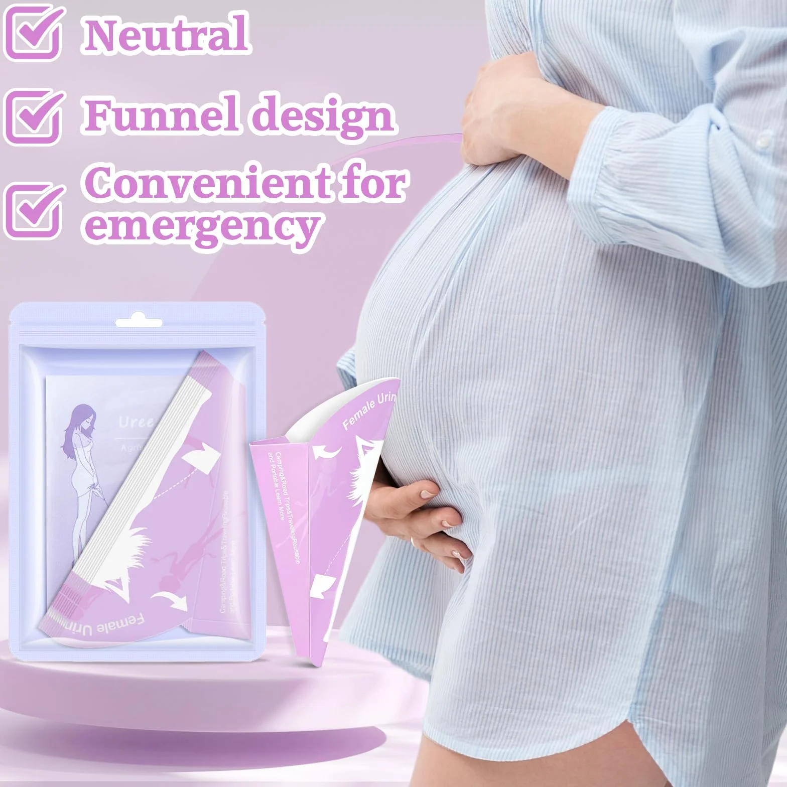 Urinatoio Femminile Portatile 50 Pezzi Cono per Pipi Donna per Campeggio Viaggi Auto