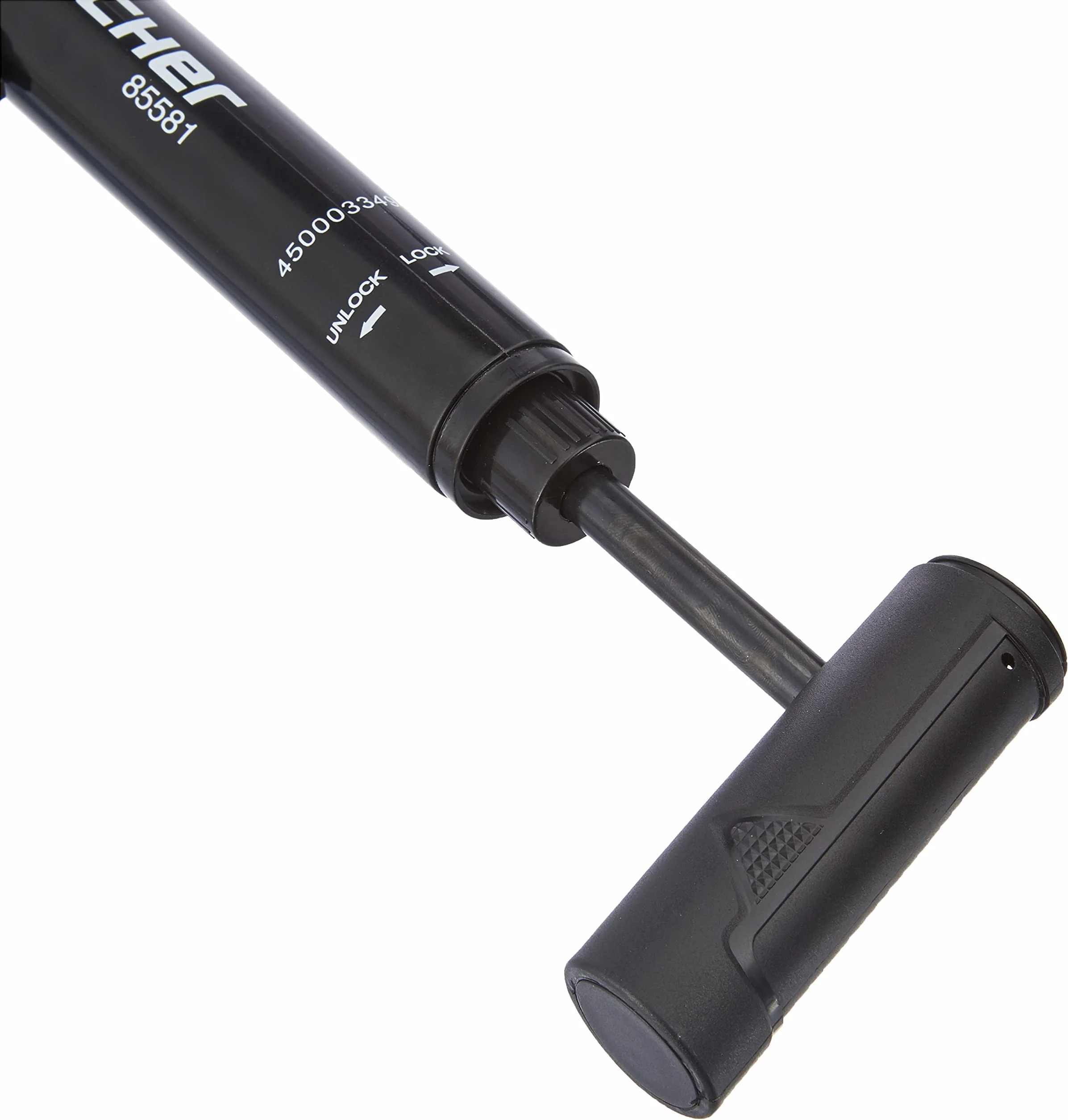 Fischer Mini Pompa per Bicicletta con Impugnatura a T, Doppia Testa, Supporto per Telaio, Nero