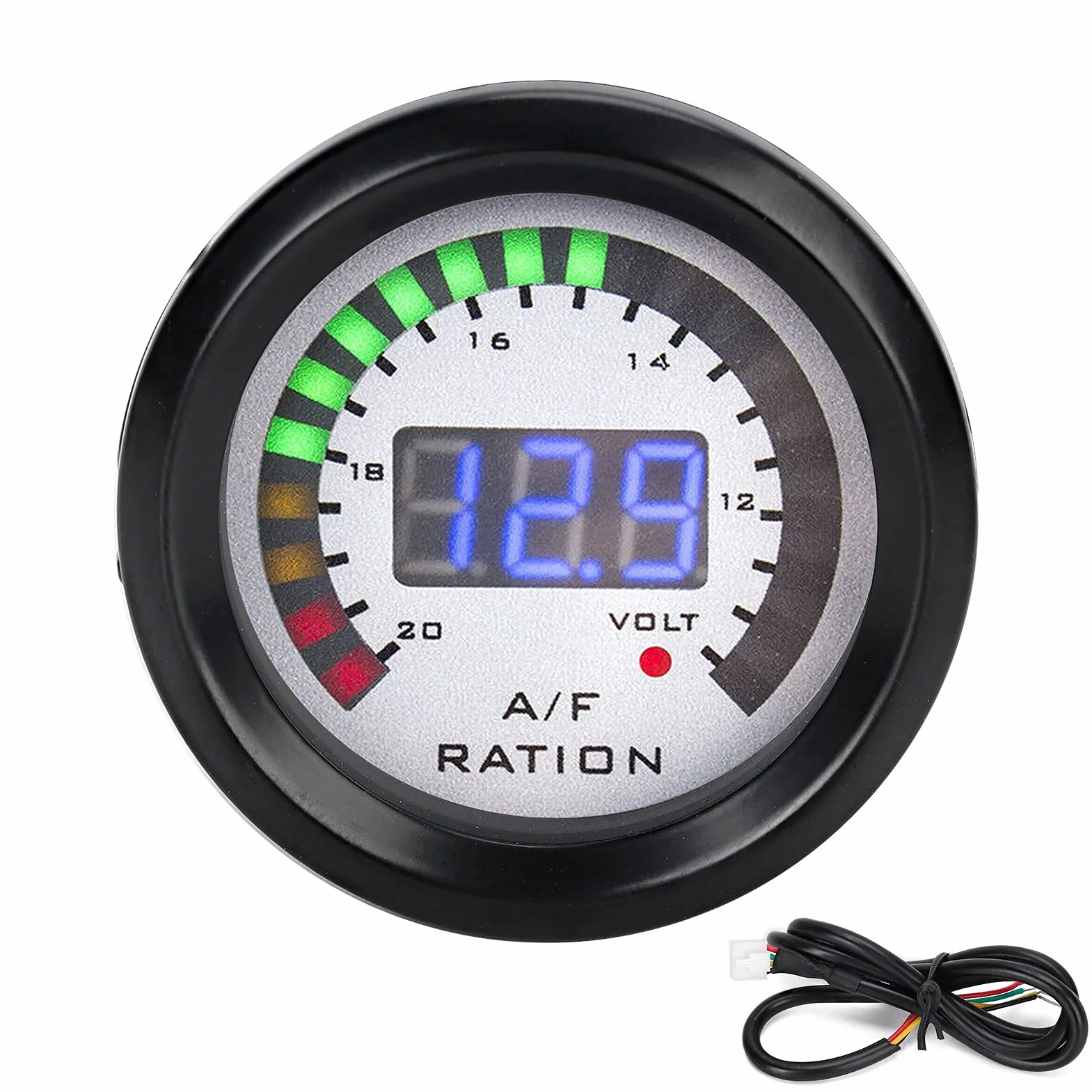 Aramox 52mm Car Air Fuel Ratio Gauge Auto Air Fuel Ratio Monitor LED Blu Digitale per 12V 4/6/8 Cilindro Benzina Veicolo