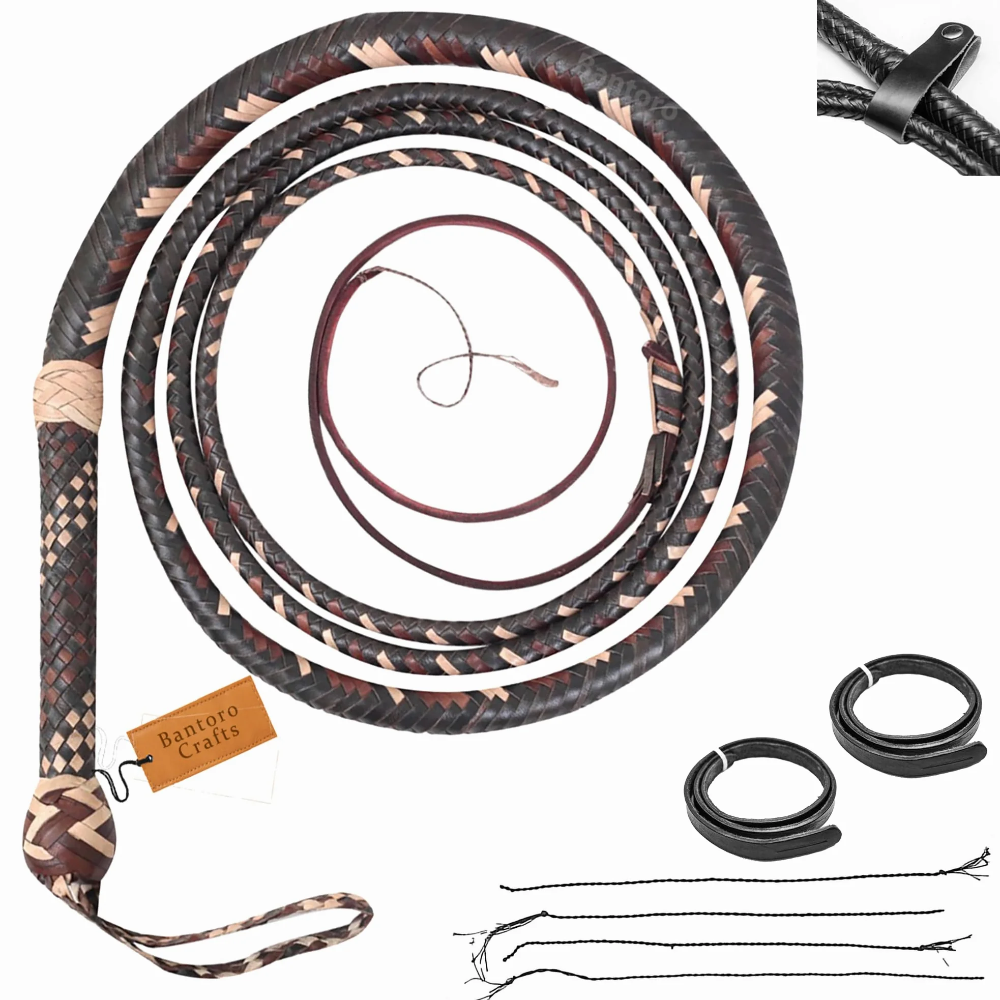 Marrone, Rosso e Crema Frusta in Pelle di Canguro Bullwhip16 Trecce Fili Pelle Intrecciata Frusta Che schiocca Forte