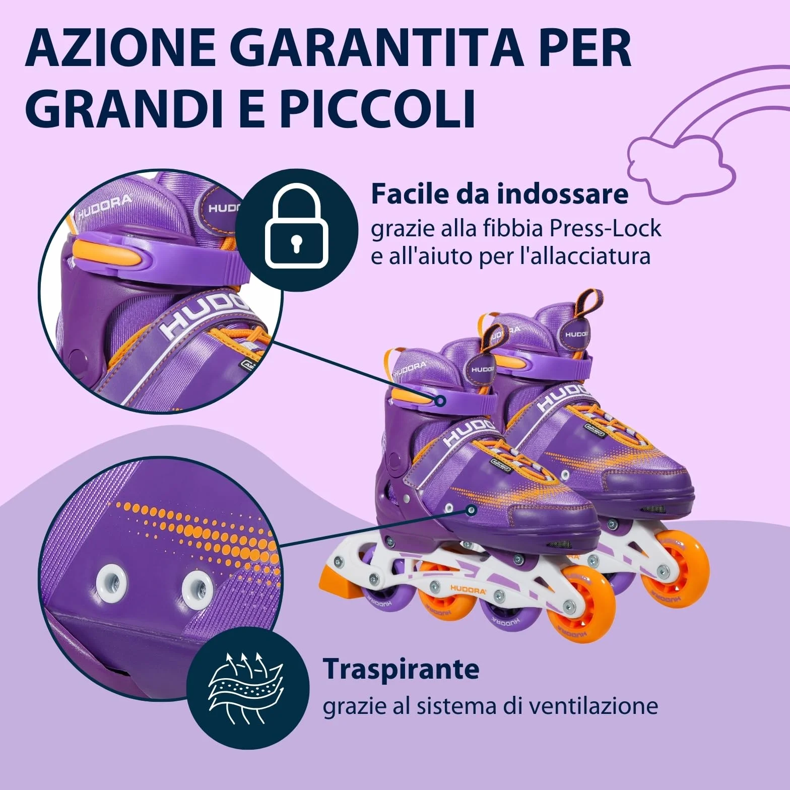 HUDORA Pattini in linea Mia/Leon - Pattini a rotelle regolabili per bambini, ragazzi e adulti