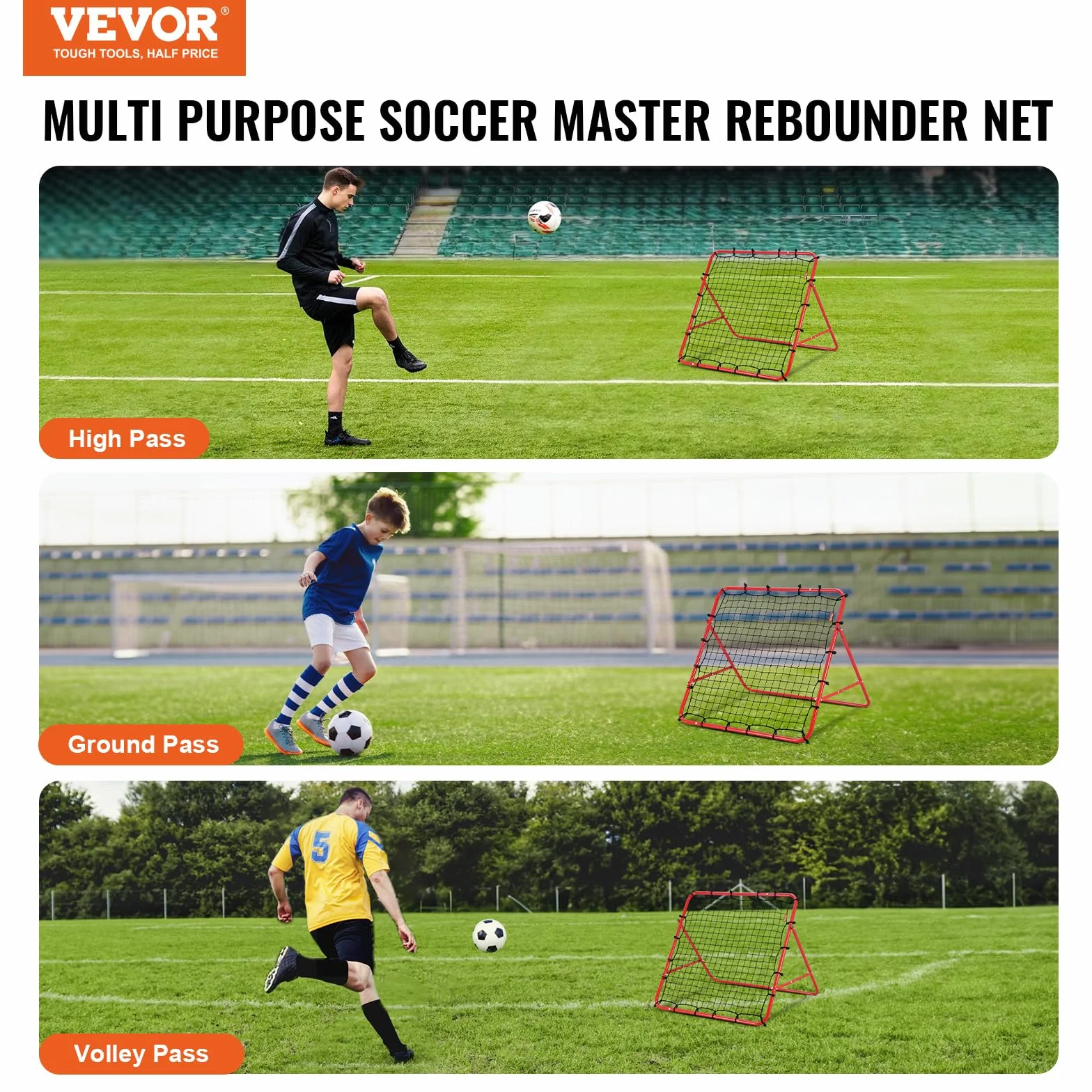 VEVOR Rete da Calcio Rimbalzo Pop Up 1x1m Portatile Pieghevole per Allenamento Giardino