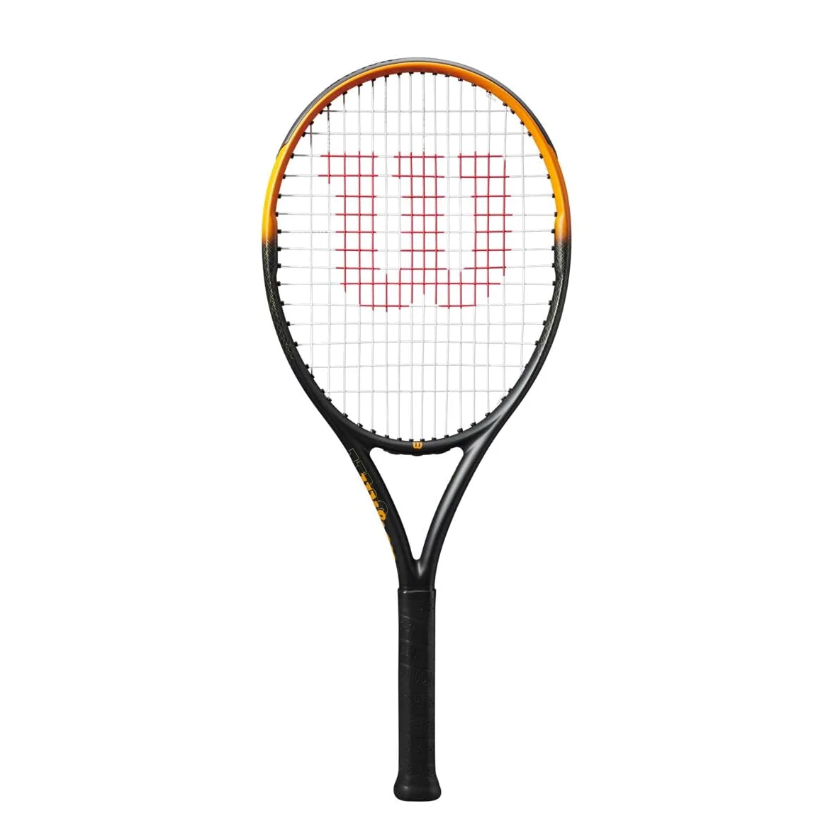 Wilson Racchetta Da Tennis Burn Spin Jr 26, Design Leggero Con Effetto Migliorato, Struttura Resistente, Finitura Brillante, Colore: Nero/Arancione, Misura: 26