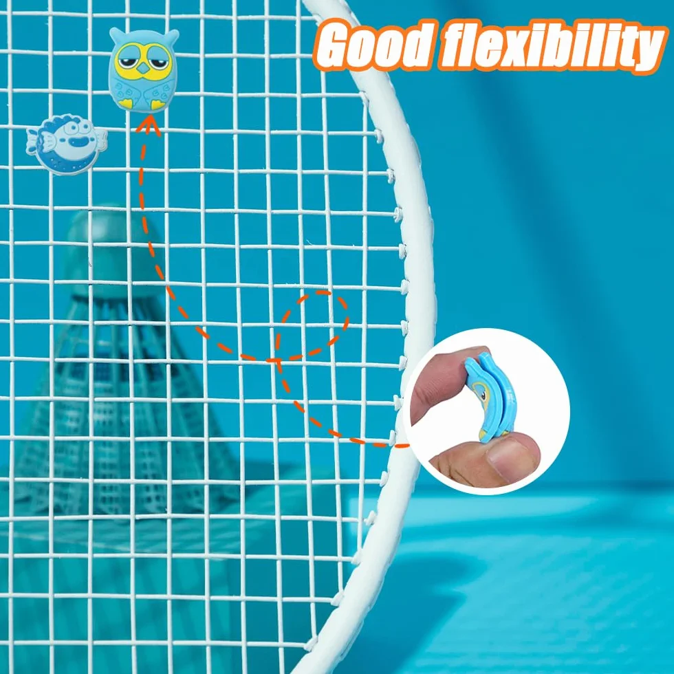 16 Pezzi Antivibrazione Tennis Bambini Ammortizzatori Racchetta Silicone Badminton Motivo Animali