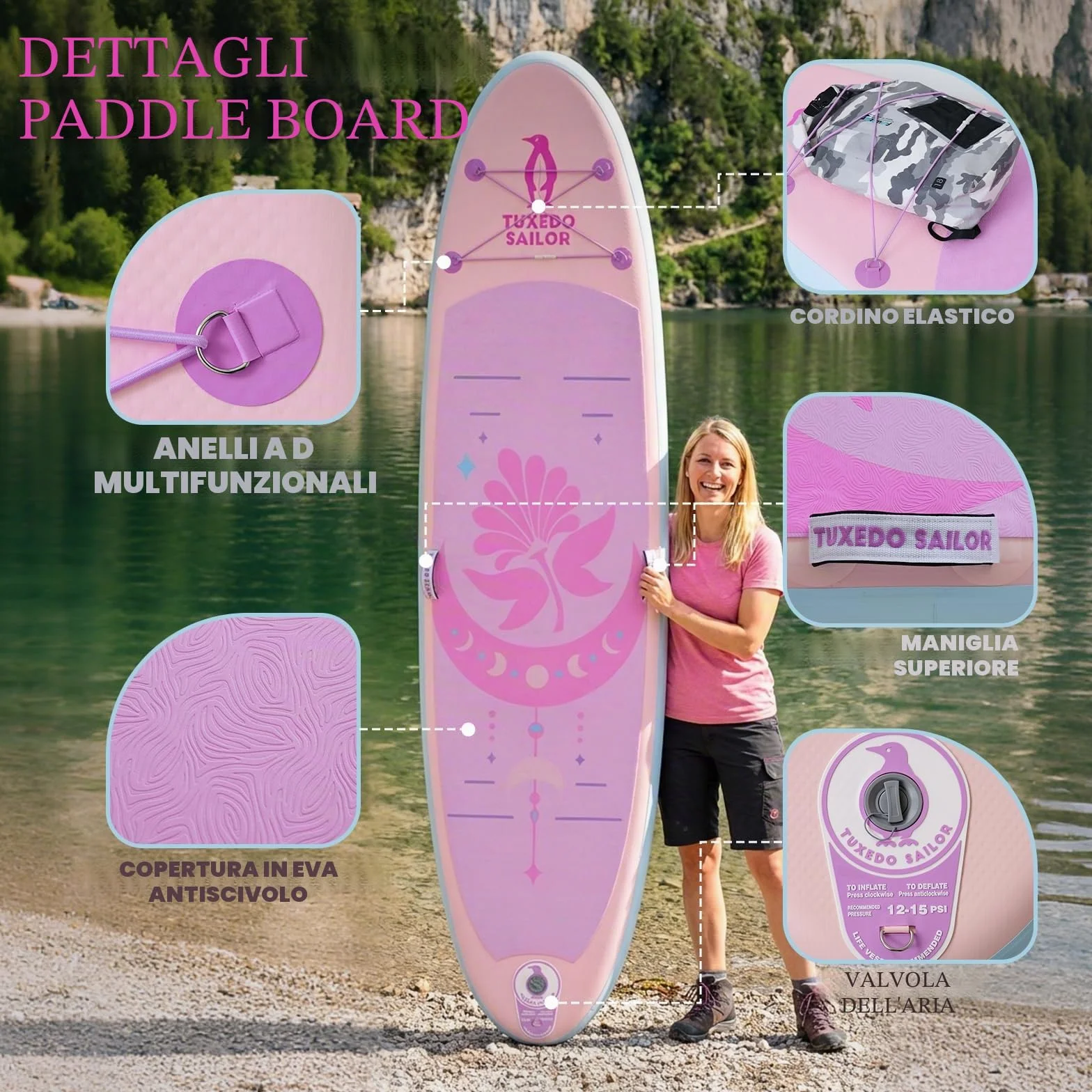 SUP Gonfiabile Adulti 320 cm Stand Up Paddle Board, Tavola Gonfiabile 2 Posti