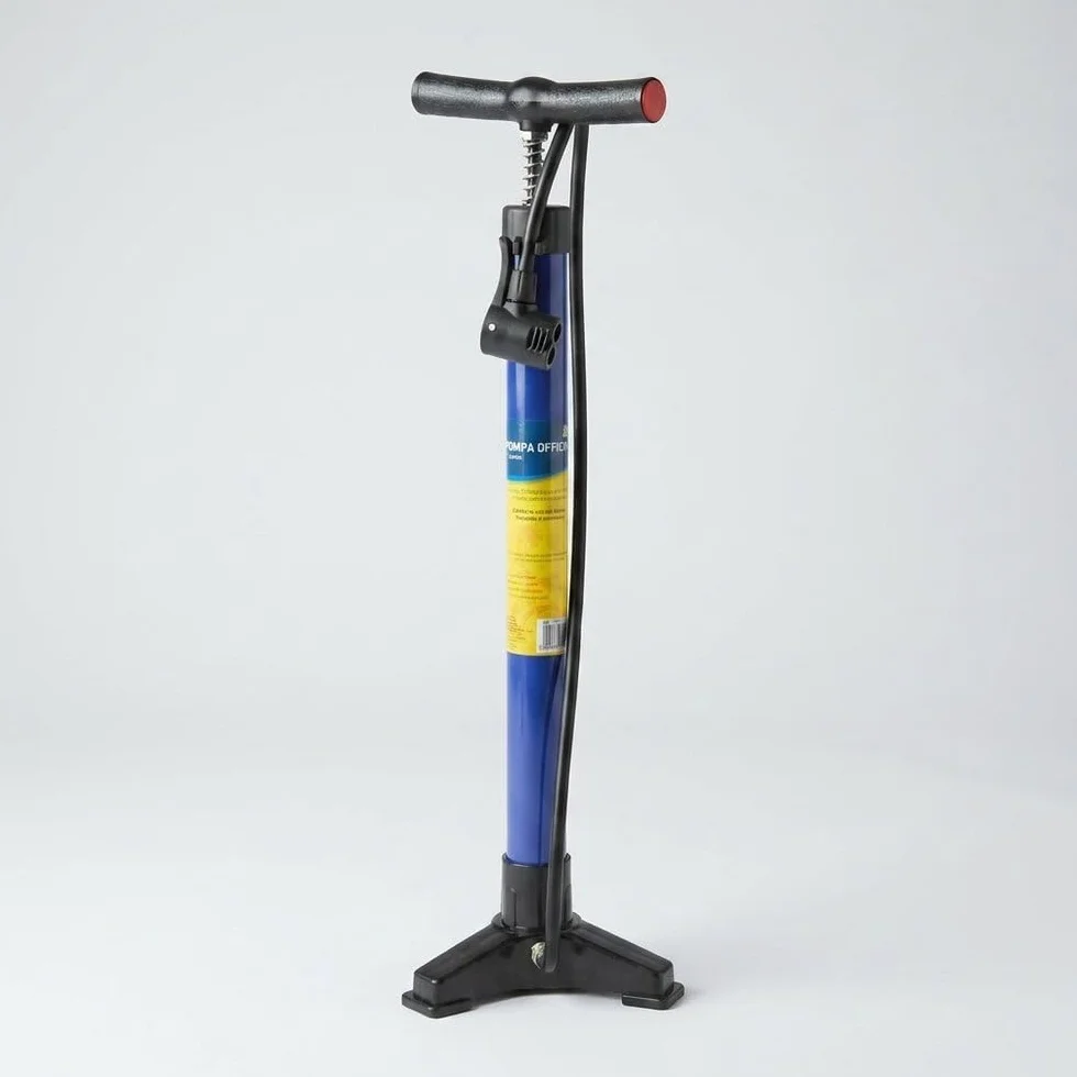 Pompa Officina A 3 Piedi Blu Bici Metallo Compatibile Valvole Presta Schrader Dunlop