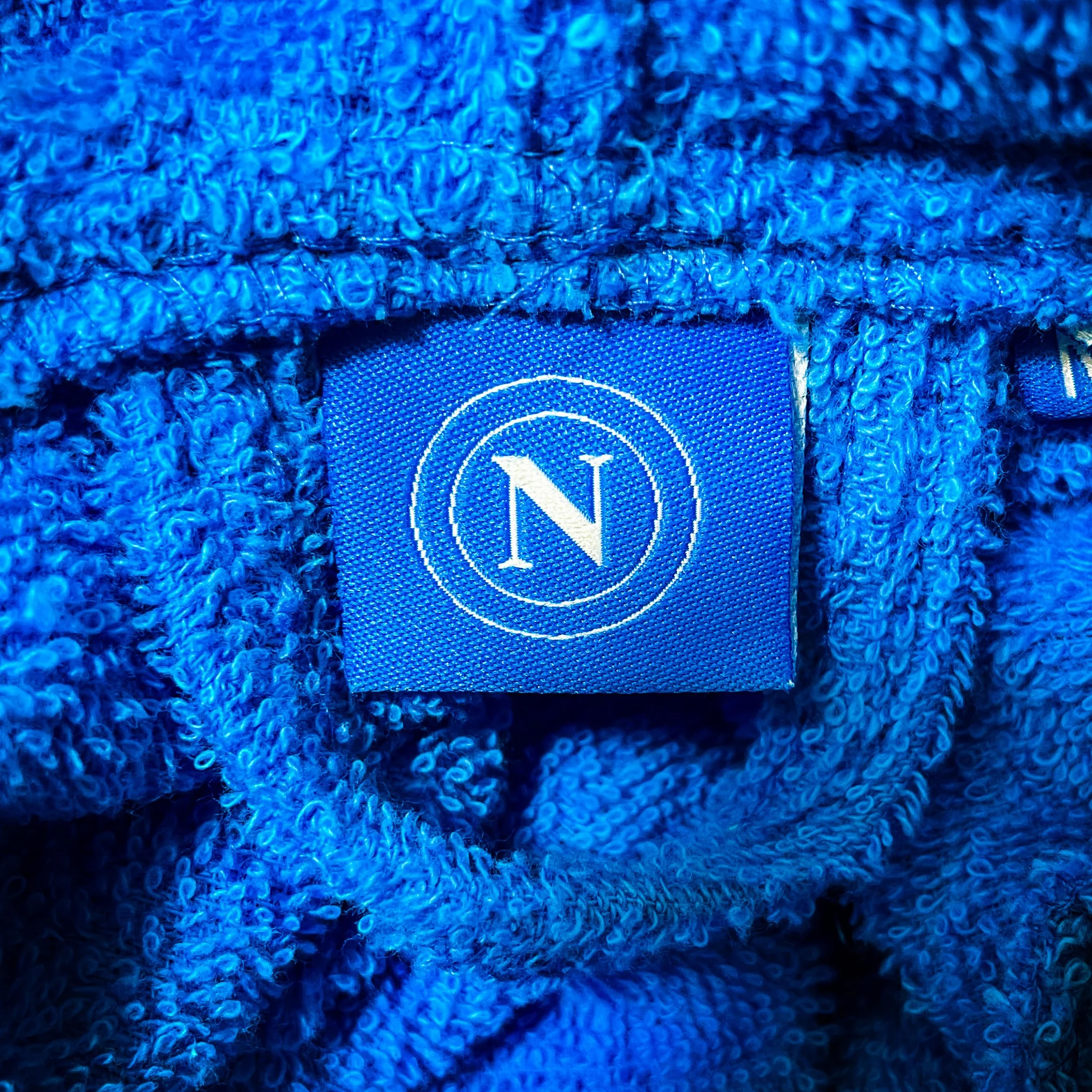 SSC Napoli Accappatoio In Microspugna Adulto Con Cappuccio 100% Cotone Azzurro