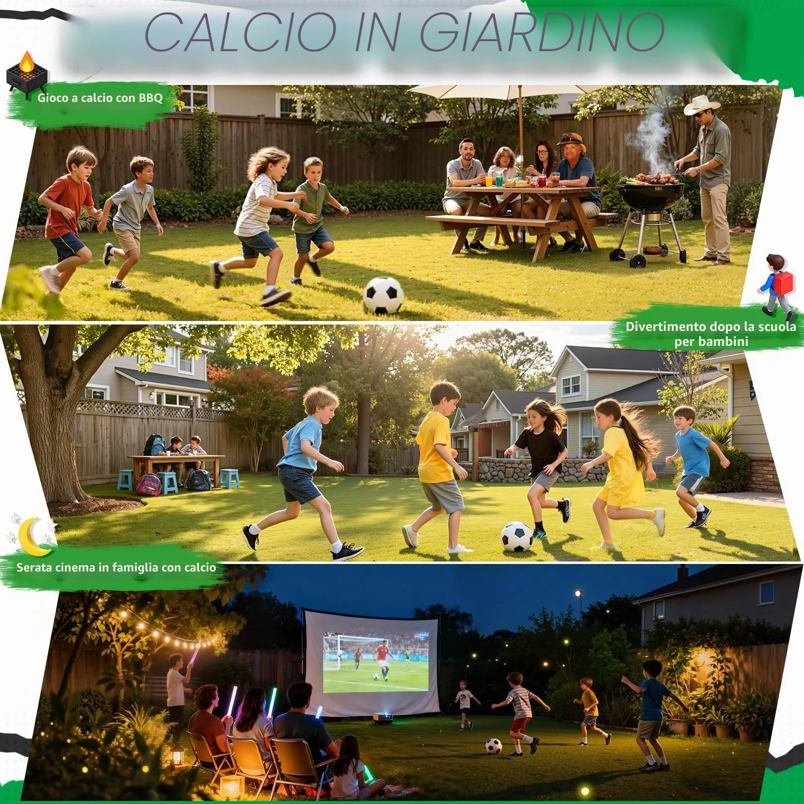 Happy Jump Porta da Calcio Pieghevole 120x90 CM z Piłką i Pompą do Treningu Outdoor