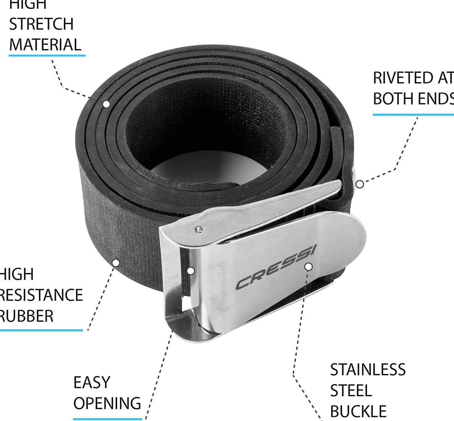 Cressi Diving Weight Belt with Stainless Steel Buckle