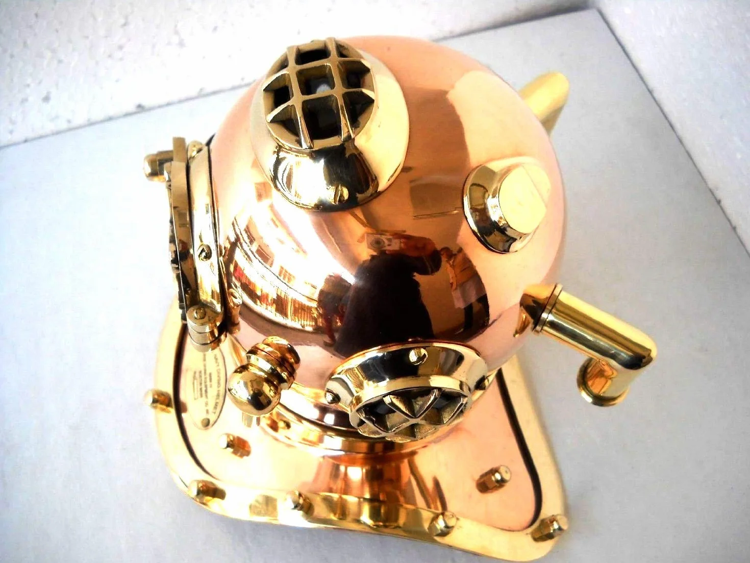 Classic US Navy Mark III Diving Helmet Recreation ottone rame