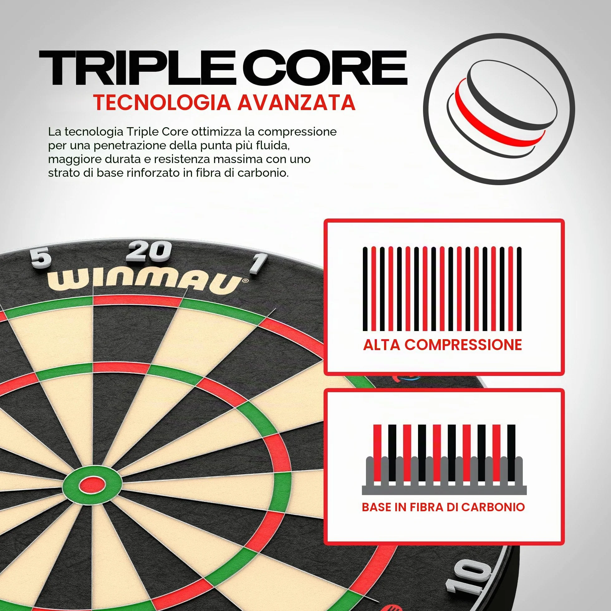 Winmau Blade 6 Triple Core Freccette Professionale Tabellone Approvato Tornei PDC Sisal Africa Orientale
