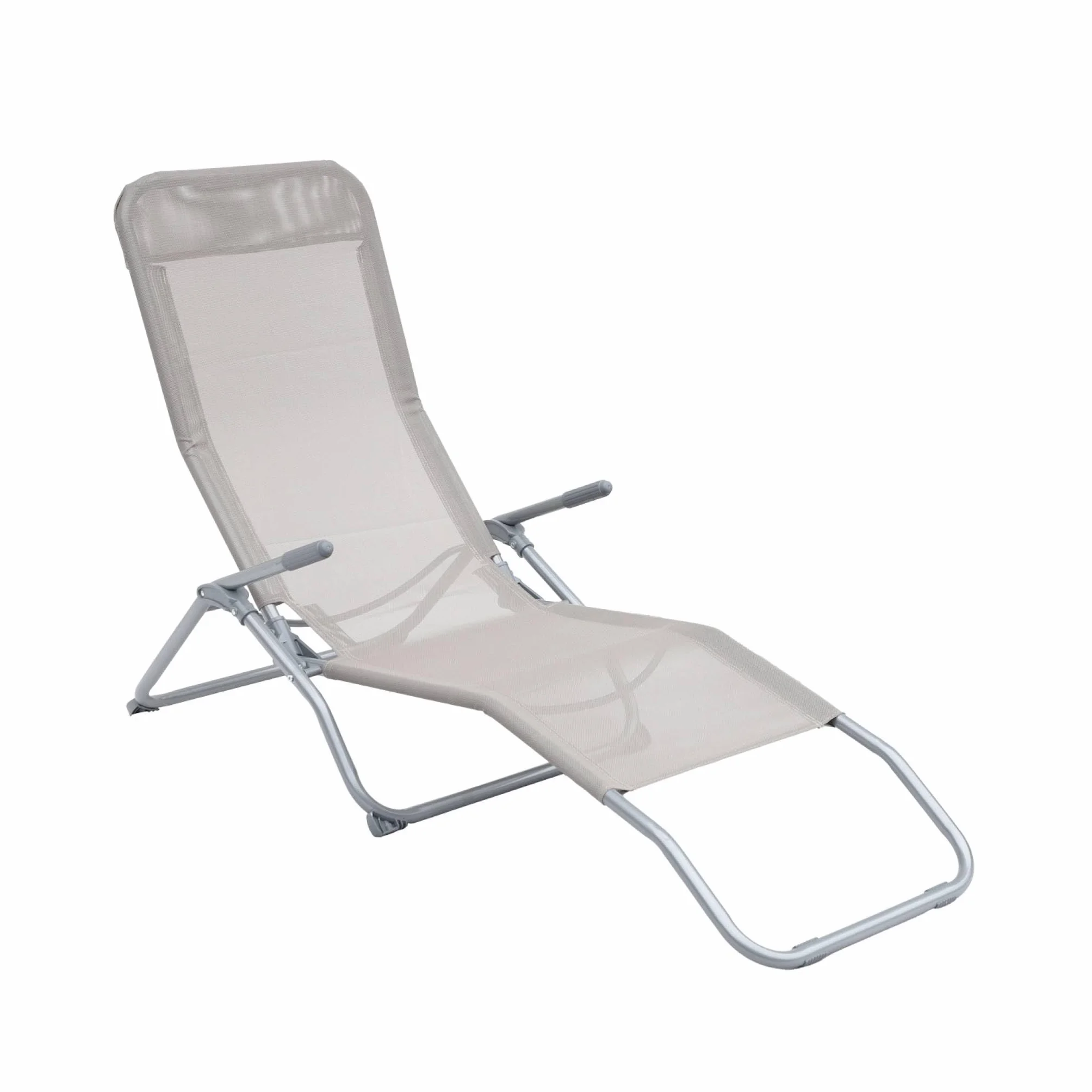 Set 2 sdraio in textilene multiposizione Grigio bruno - 60x165x70 cm