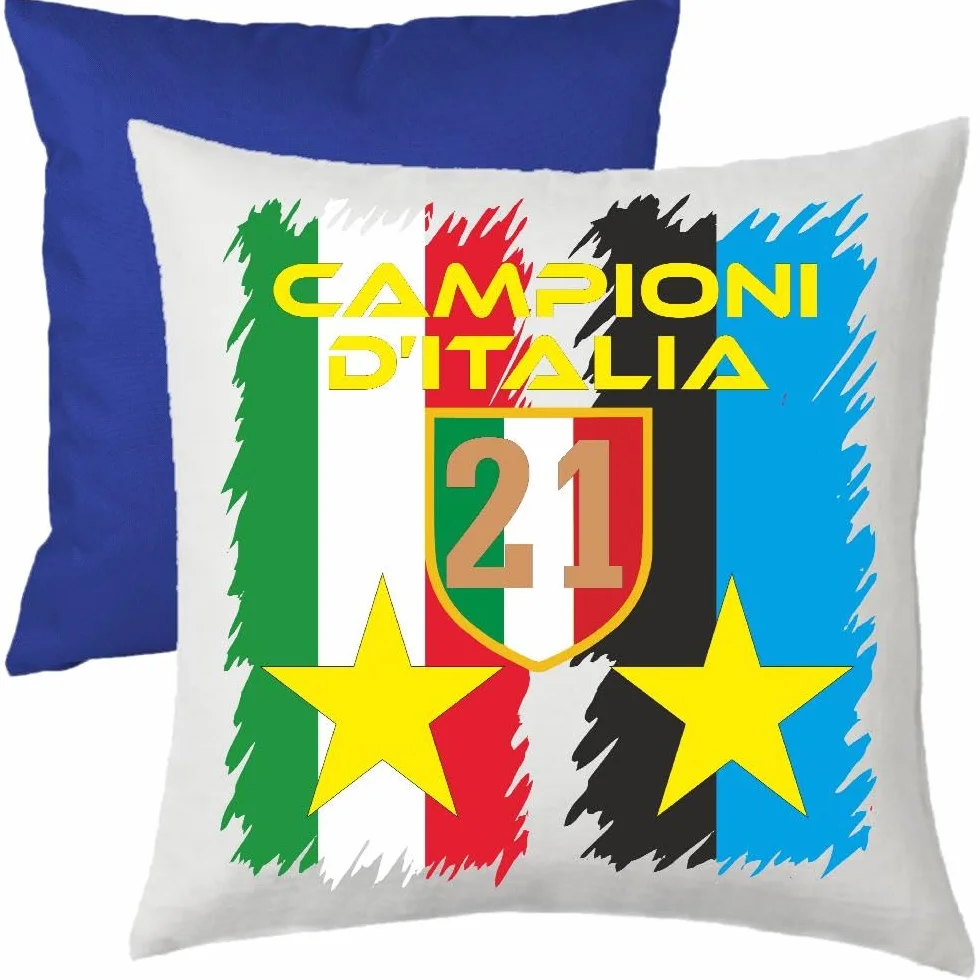 Cuscino Calcio Scudetto Inter-Nazionale Campioni D'Italia 2025/2026 21 Scudetti Seconda Stella 38x38 cm