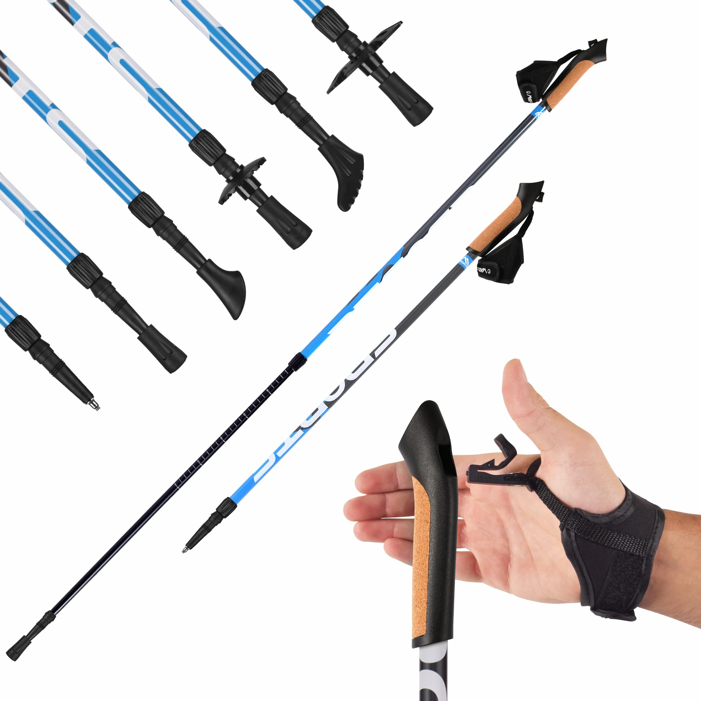 MSPORTS Bastoncini Nordic Walking Premium Antracite Ultraleggero Walking Sticks