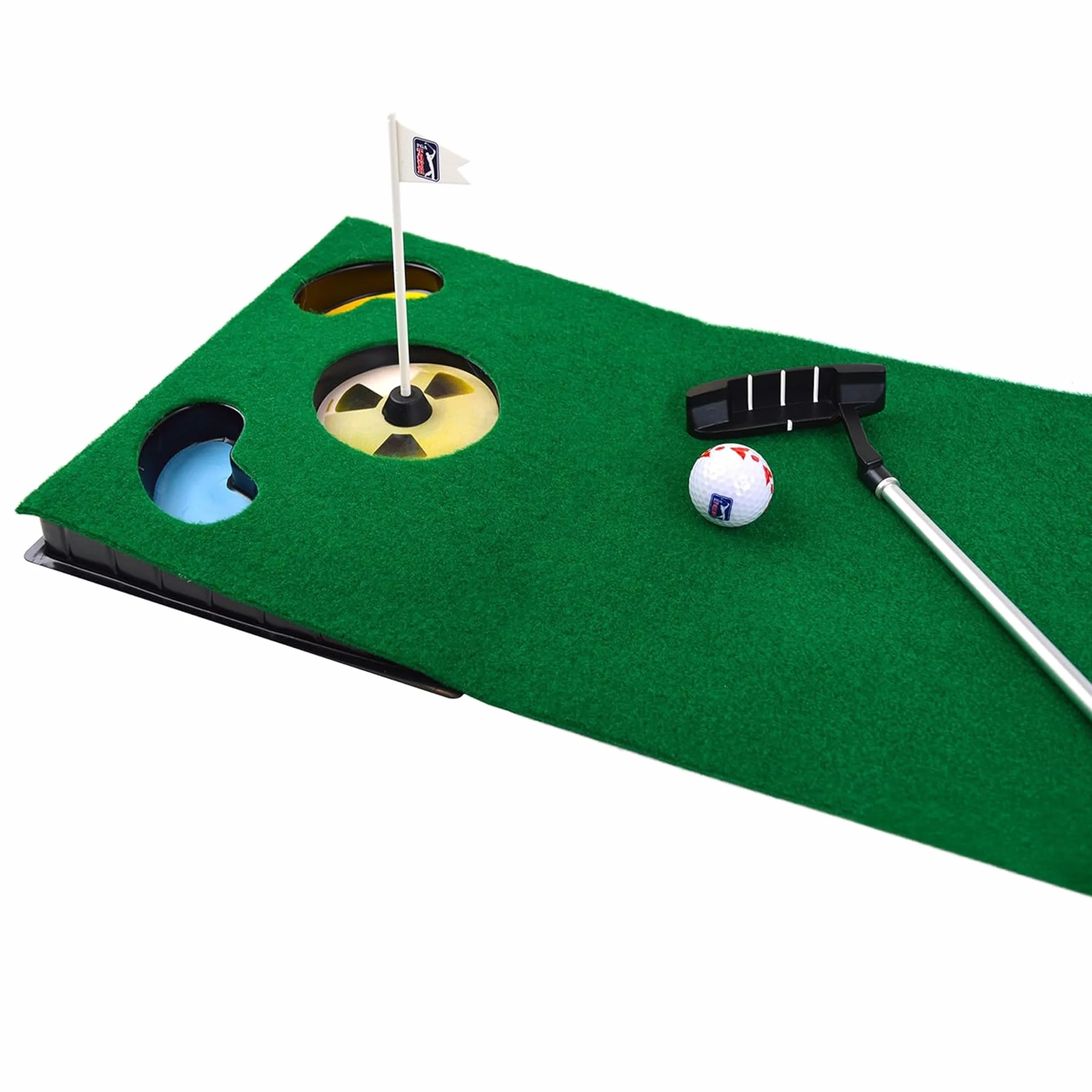 PGA Tour 6ft Putting Mat with Collapsible Putter & Alignment Guide Golf Ball