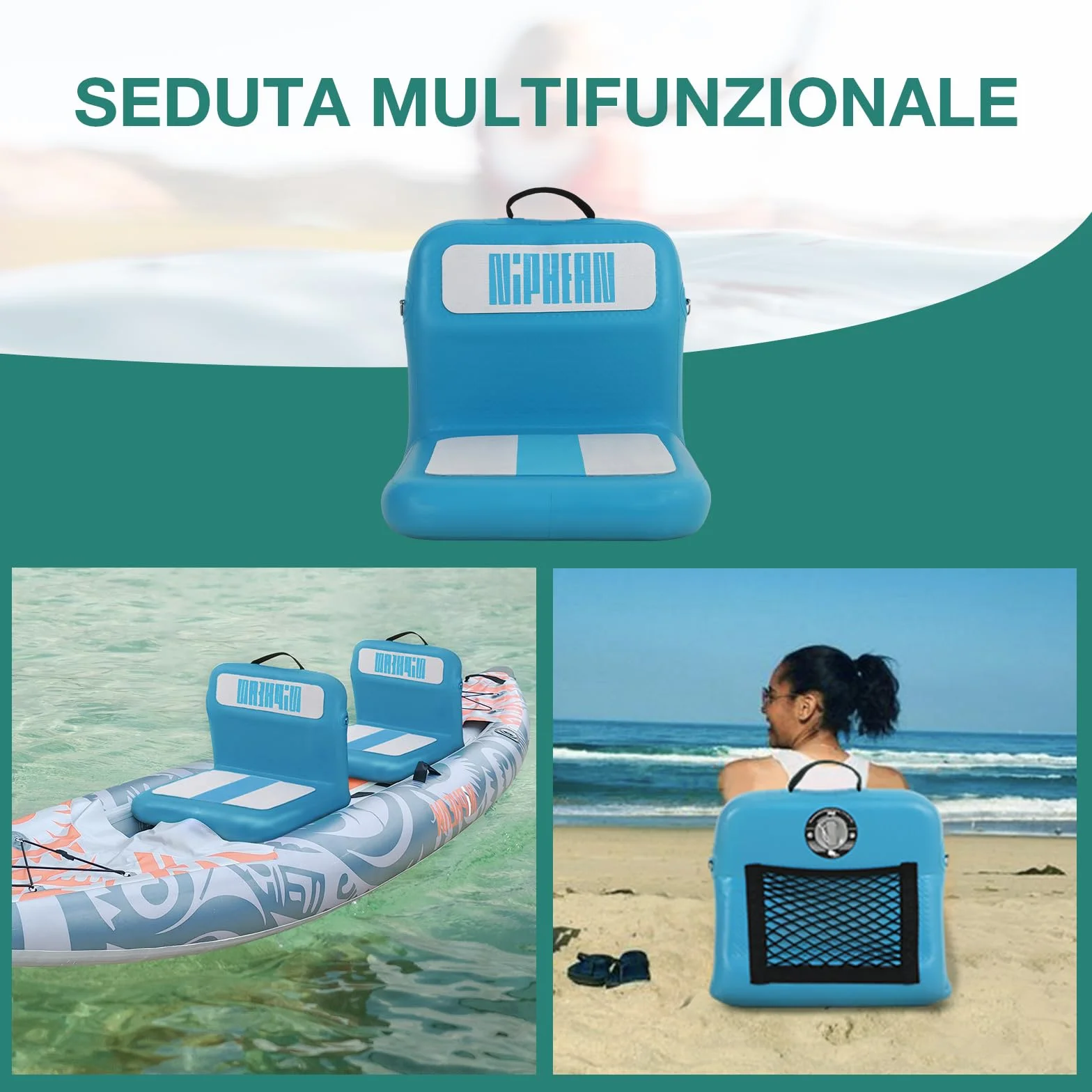 Niphean Sedile SUP Gonfiabile con Supporto Posteriore, Sedile per Sup Robusto per Tavole Gonfiabili, Canoa, Barca, Kayak, Adulti e Bambini, Non Sono Necessarie Cinghie, Semplice Confortevole