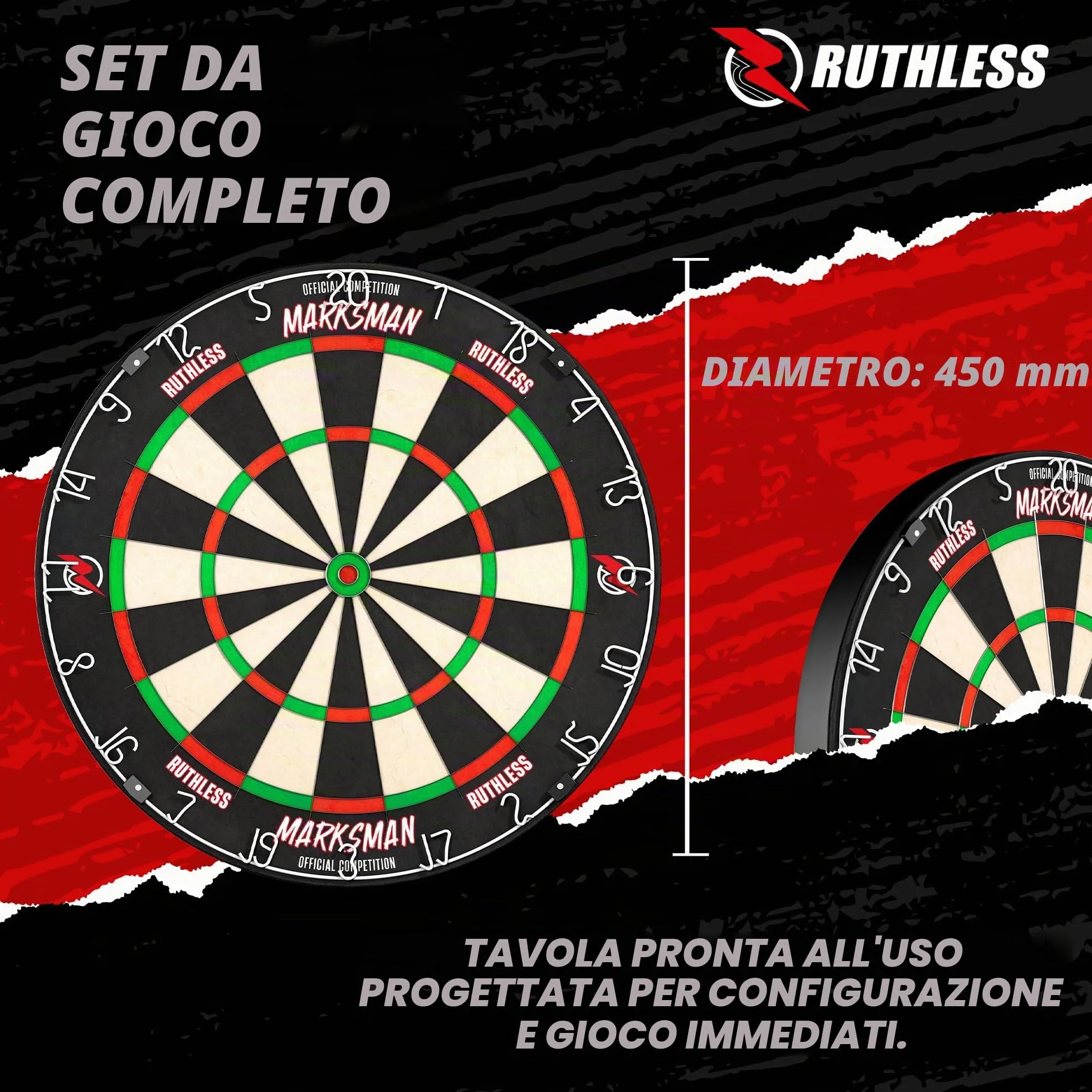 Ruthless Marksman Dart Board Bersaglio professionale ultra sottile in filo di sisal per freccette con punta in acciaio DB072