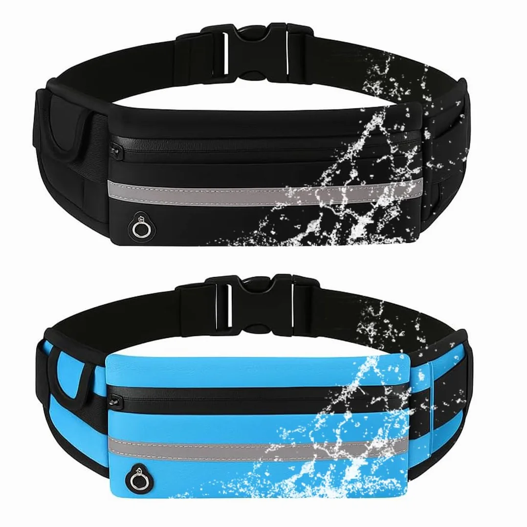 Marsupio Running Impermeabile 2 Pezzi, Cintura Elastica per Uomo e Donna, Escursioni e Fitness