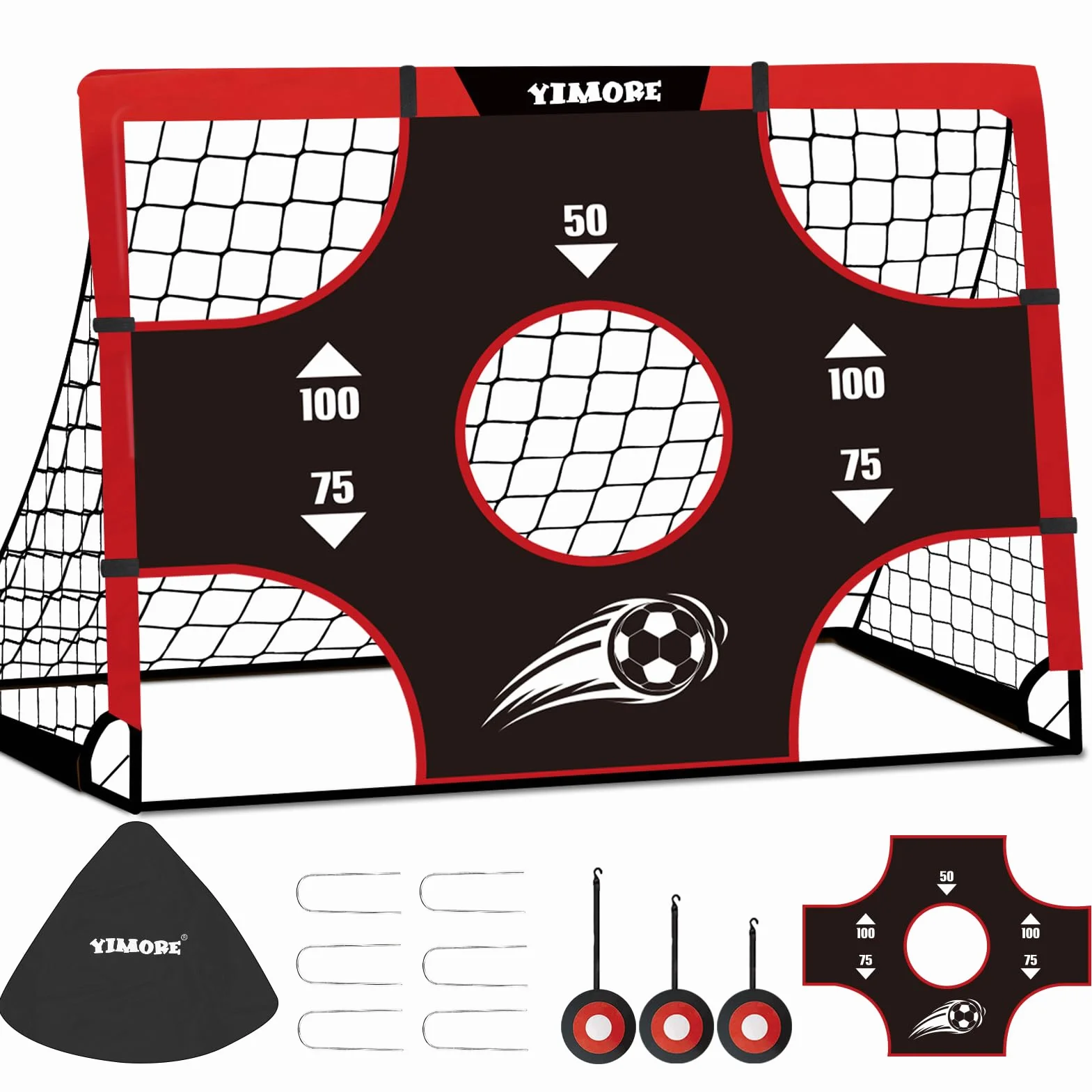 Porta Calcio Bambini 3 in 1 Pieghevole da Giardino 120×90×90 cm con Borsa