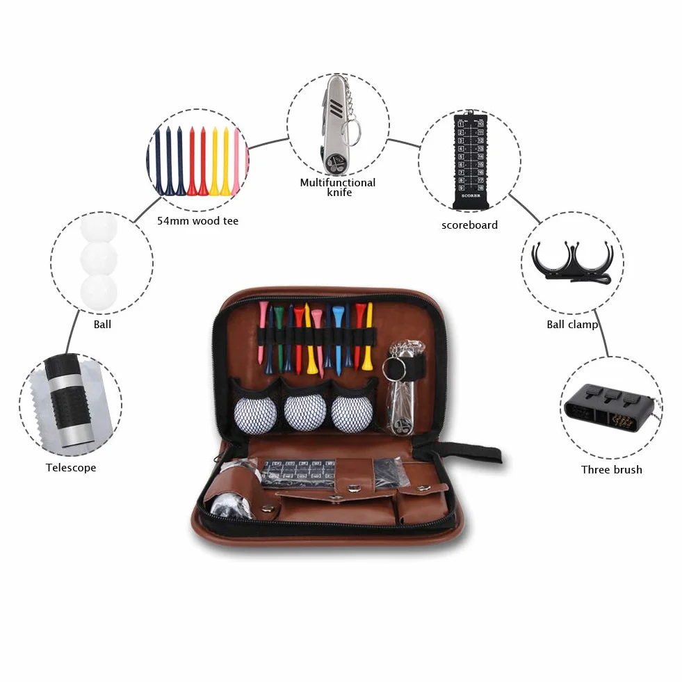 Kit di Attrezzi da Golf in Pelle, Strumento da Golf Sport Esterno per Golfista