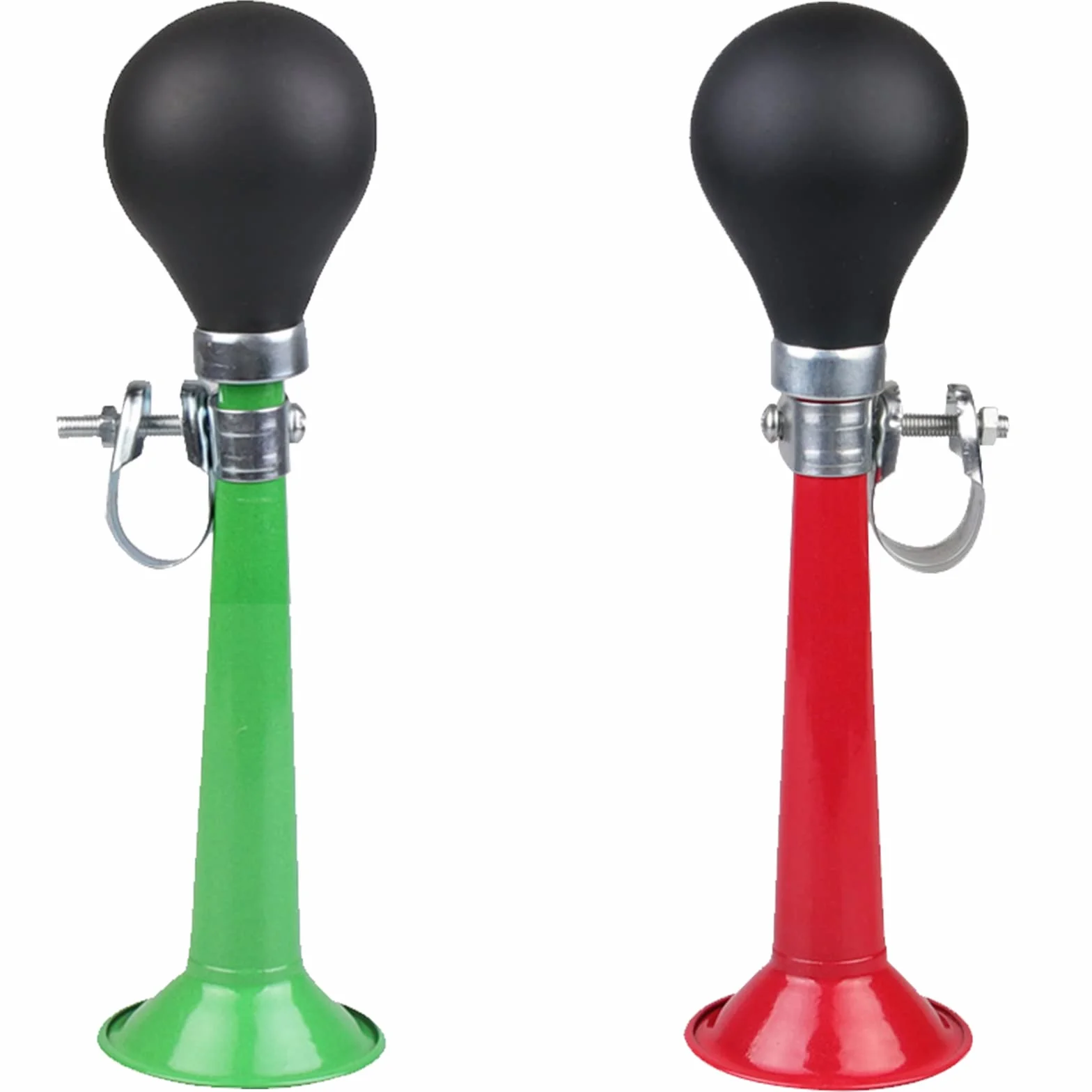 Clacson ad Aria per Bicicletta in Metallo 2 Pezzi Verde+Rosso con Morsetto Regolabile