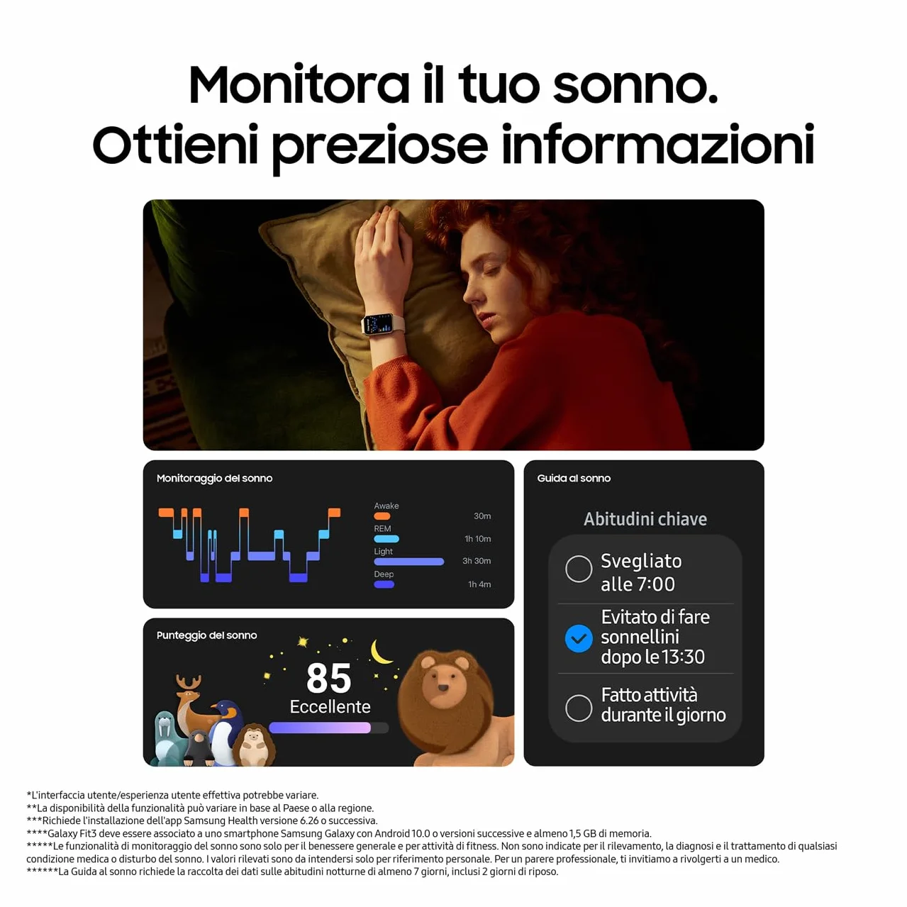Samsung Galaxy Fit3 Fitness Band, IP68, Barometro, Rilevamento Cadute/SOS, Monitoraggio Sonno, Oltre 100 Esercizi, Gray