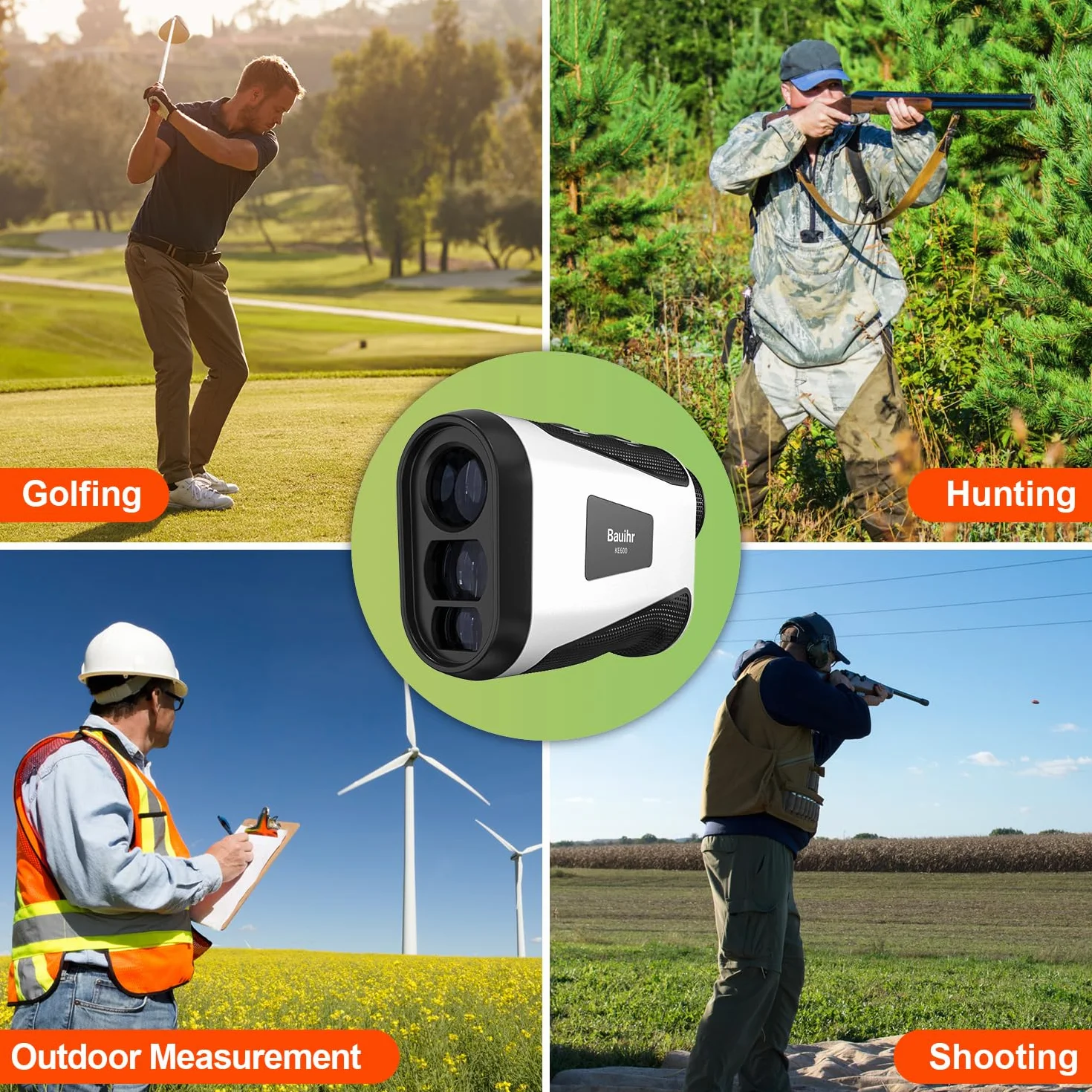 Bauihr Telemetro Golf da 656 iarde, con compensazione dell'obliquità, ingrandimento 6X, blocco della bandierina e vibrazione, misurazione della distanza, precisione professionale per i golfisti