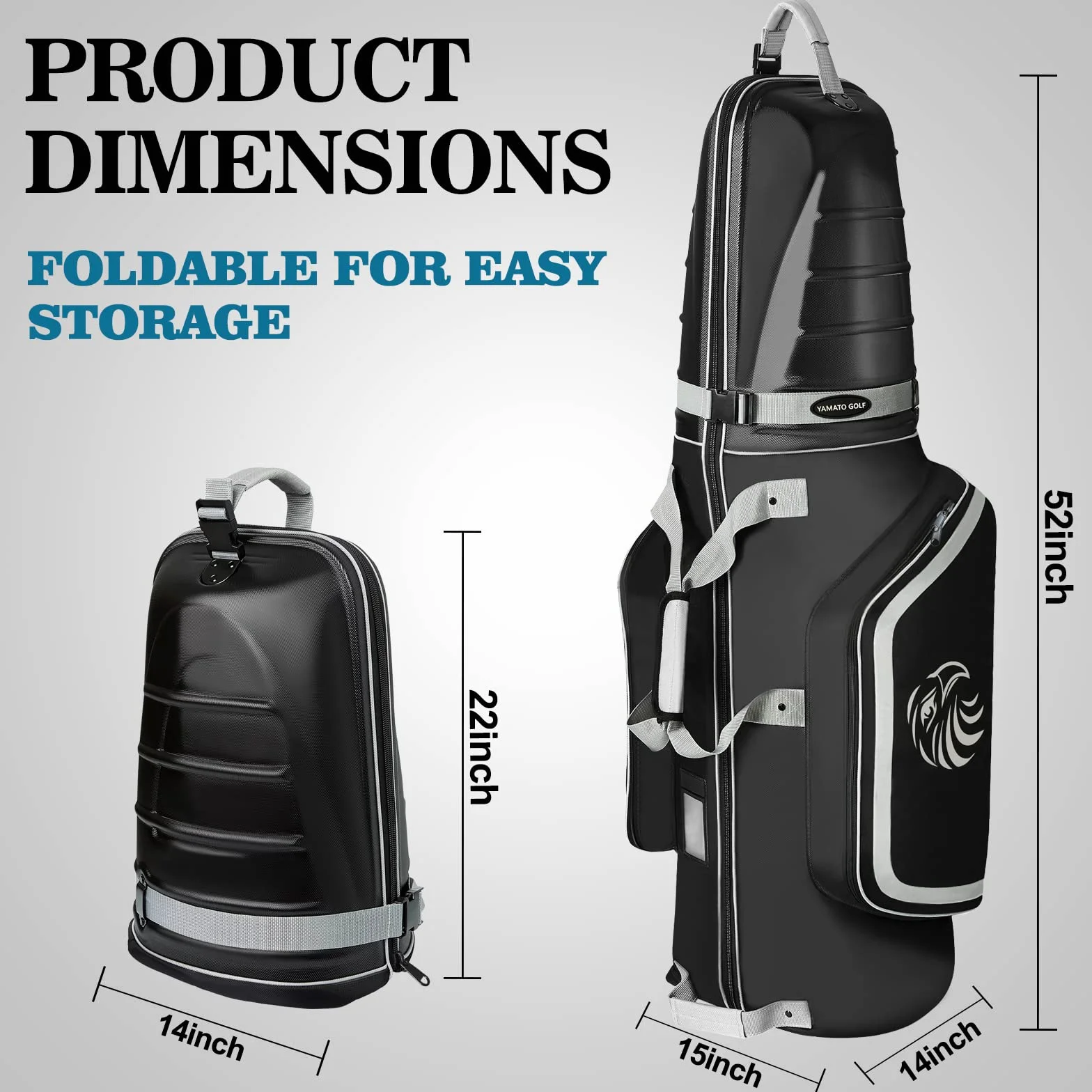 Yamato Borsa da viaggio da golf in ABS con guscio rigido, custodia da viaggio per mazze da golf, compagnie aeree, borse da viaggio con ruote con serratura approvata TSA, regalo perfetto per golfisti