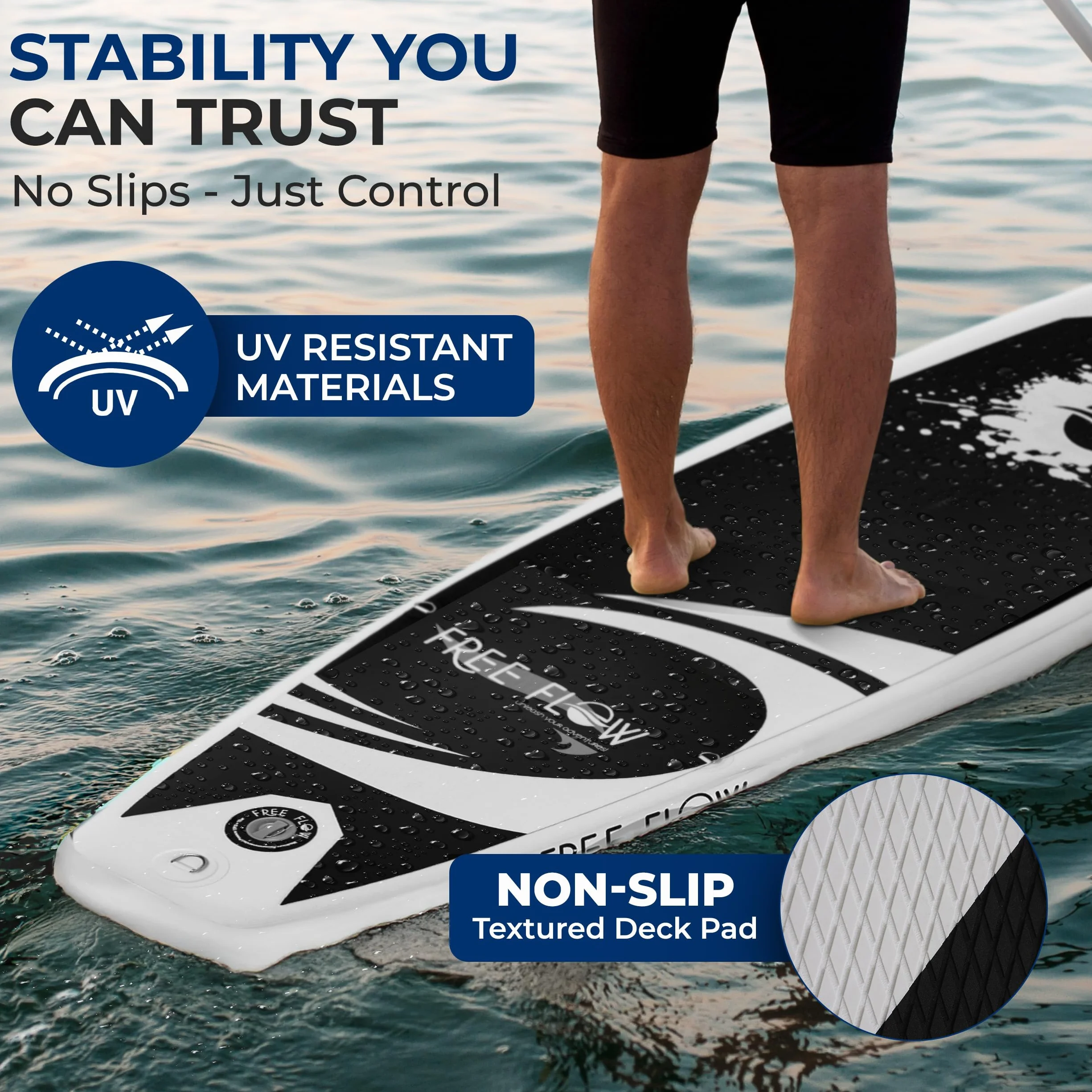 SereneLife Stand up Paddle Board Gonfiabile - Pagaia SUP Antiscivolo, Pompa, Cordino di Sicurezza e Accessori Giovani