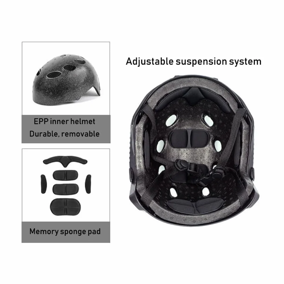 Casco Tattico Paintball Airsoft FAST con Staffa NVG e Binario di Guida Laterale