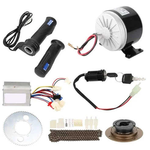 Keenso Kit di conversione per Bicicletta ad Alta velocità, 9 Pezzi/Set 24V 250W Guarnitura Motore Spazzolato con Controller con Impugnatura dell'acceleratore per Bici
