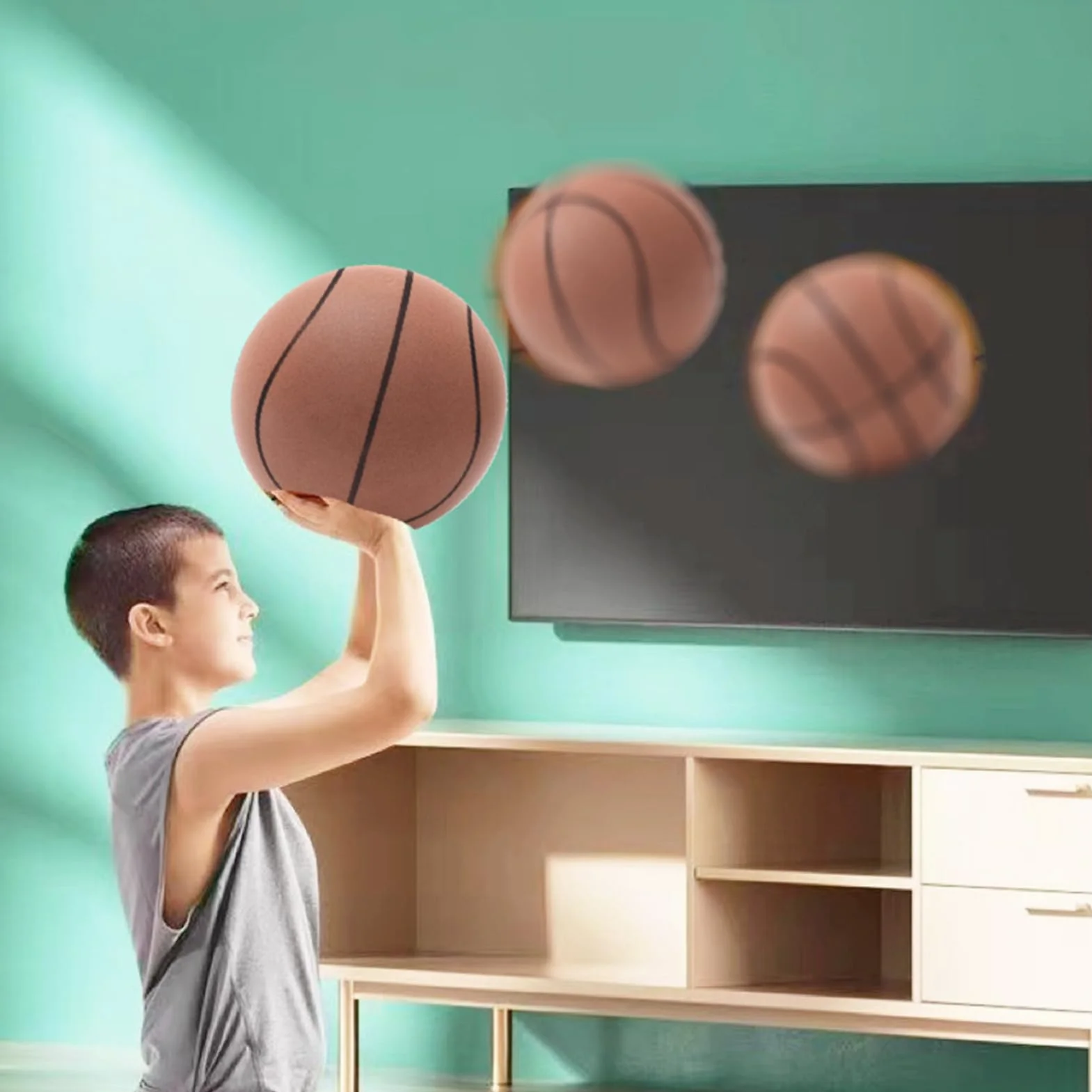 Generico Pallacanestro Silenziosa - Palla Da Allenamento Indoor Da Basket Silenziosa In PU Da 7 Pollici | Palloni Da Baskets Per Interni In Morbida Schiuma Palloni Da Basket Silenziosi Per Dribbling