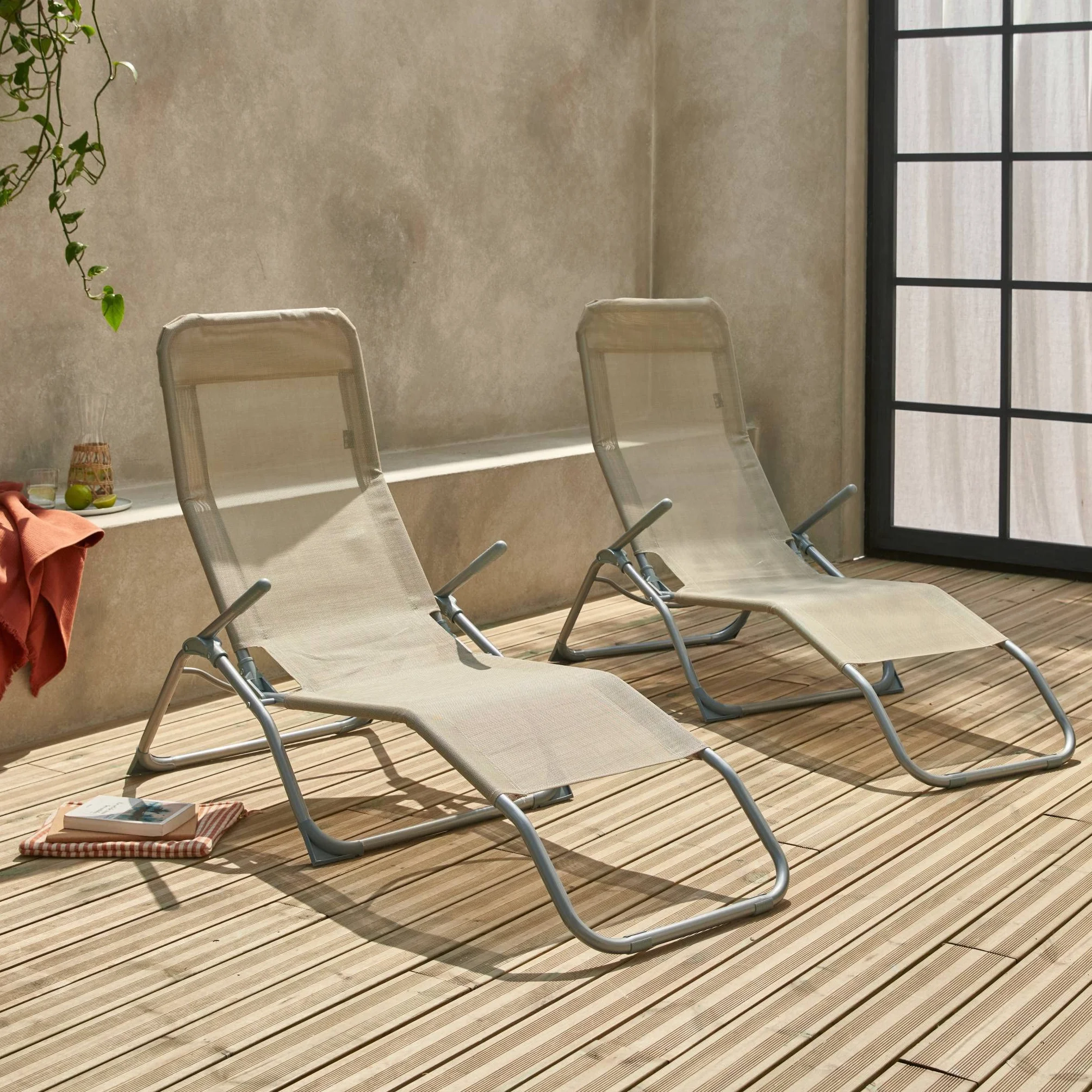 Set 2 sdraio in textilene multiposizione Talpa - 70x165x60 cm