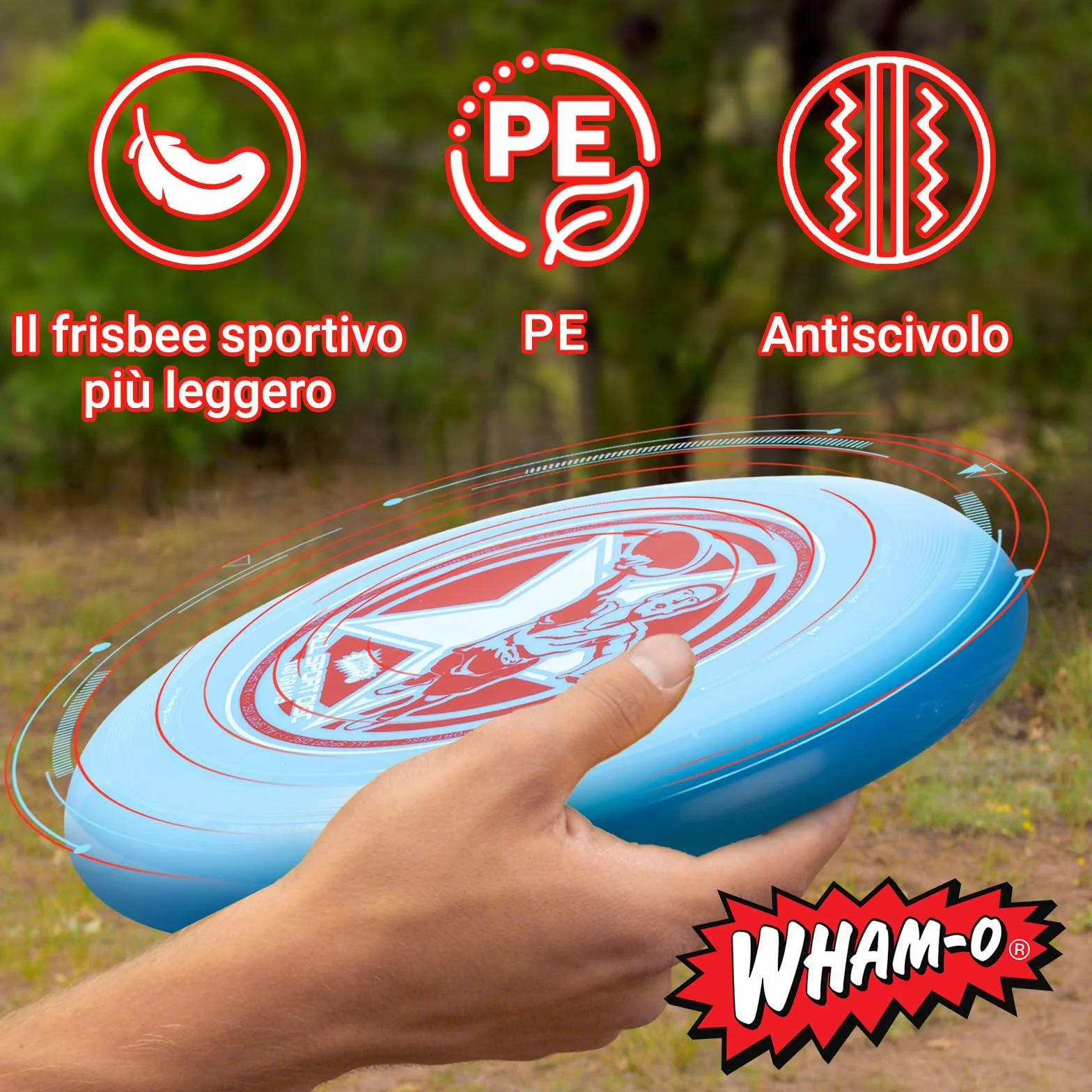 Wham-O Frisbee All Sport Disc 140g 25.02cm Impugnatura Resistente Antiscivolo per Giochi all'Aperto