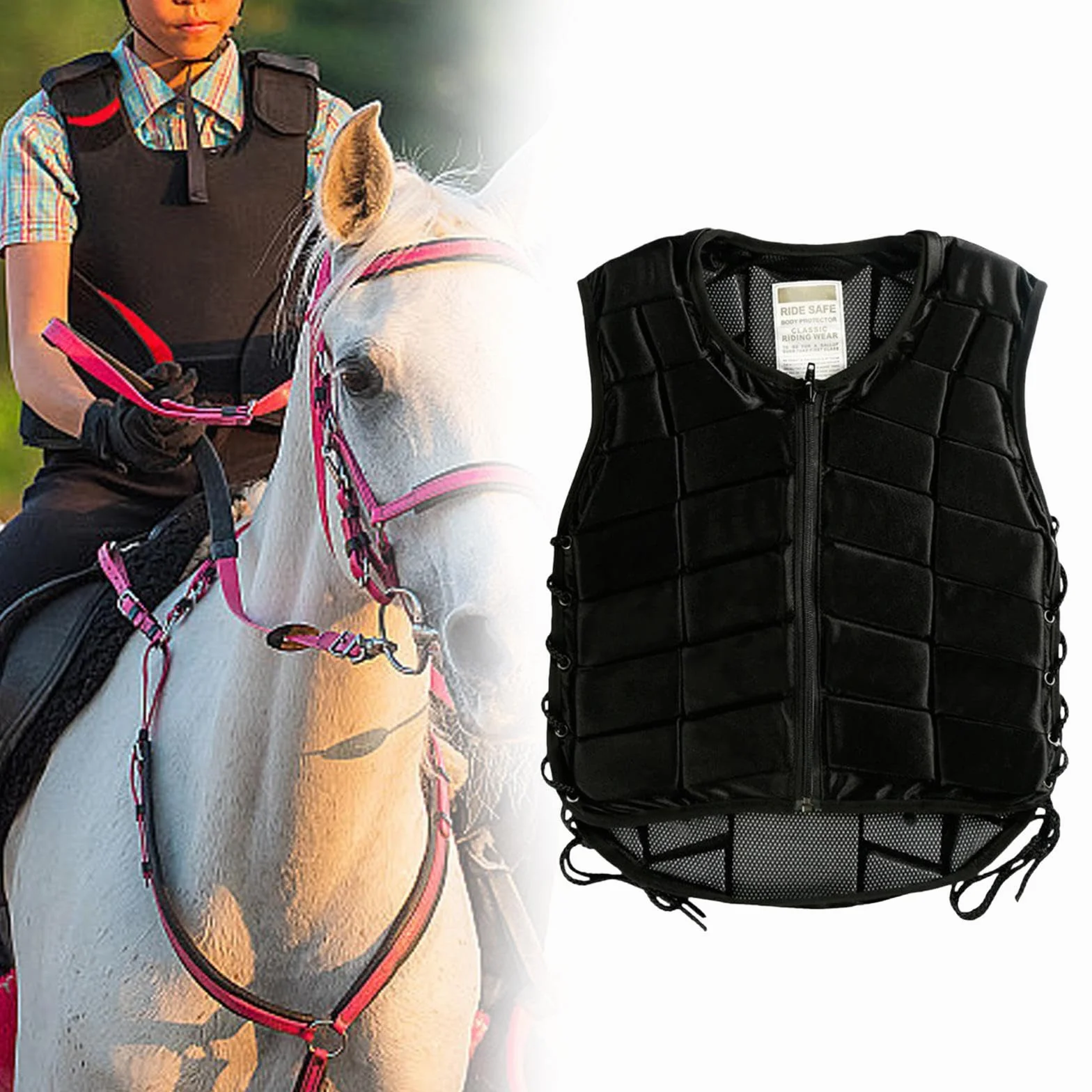 predolo Gilet da Equitazione per Bambini con Chiusura a Cerniera E Imbottitura